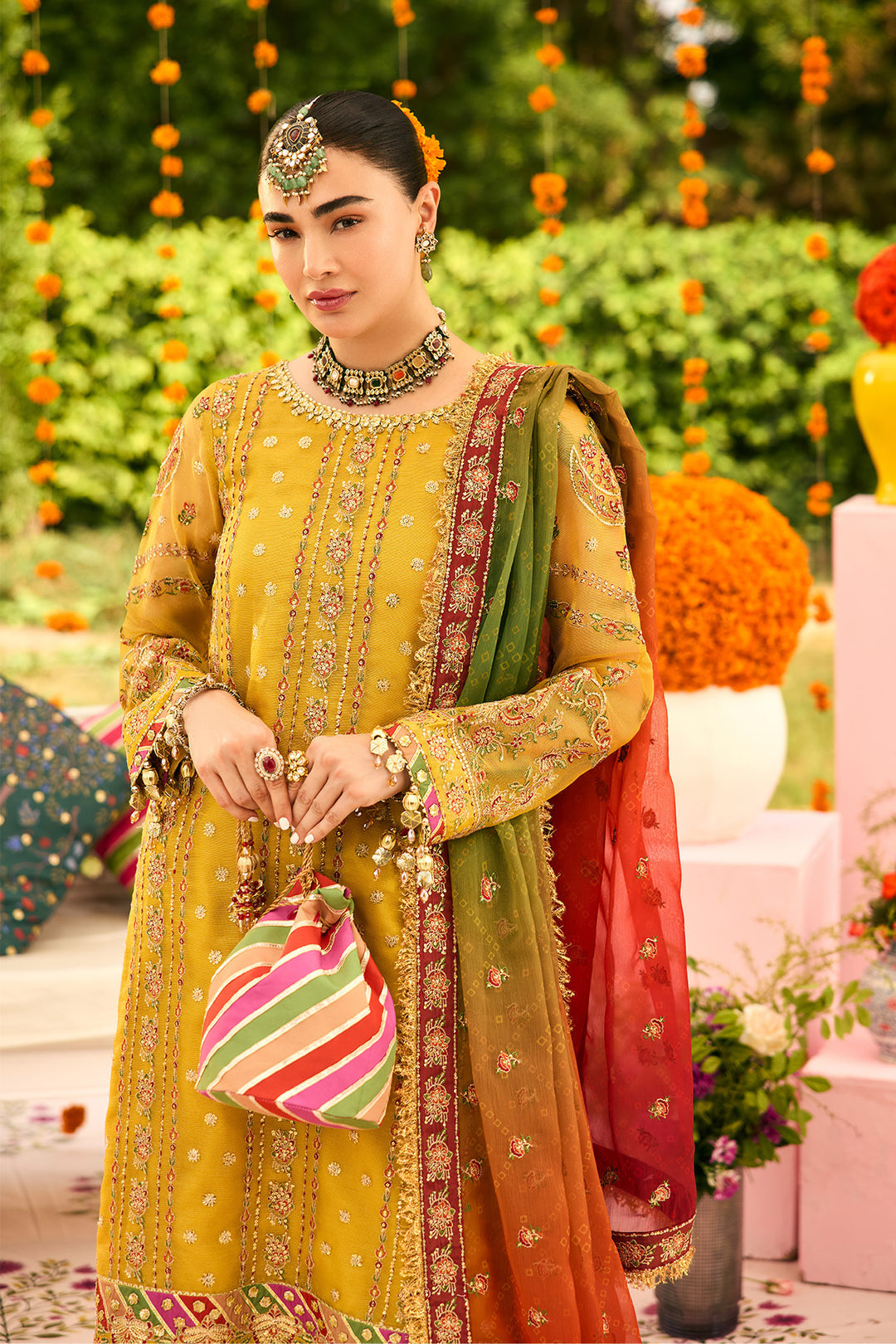Alizeh Zarposh Style — Mairaz Mustard Three-Piece Suit
