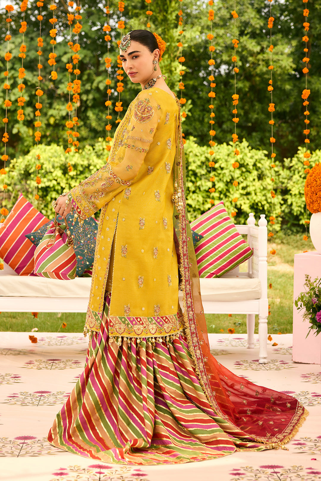 Alizeh Zarposh Style — Mairaz Mustard Three-Piece Suit
