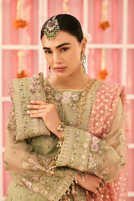 Alizeh AF-ZN-2217-Libaan Style — Mairaz Green & Pink Three-Piece Suit