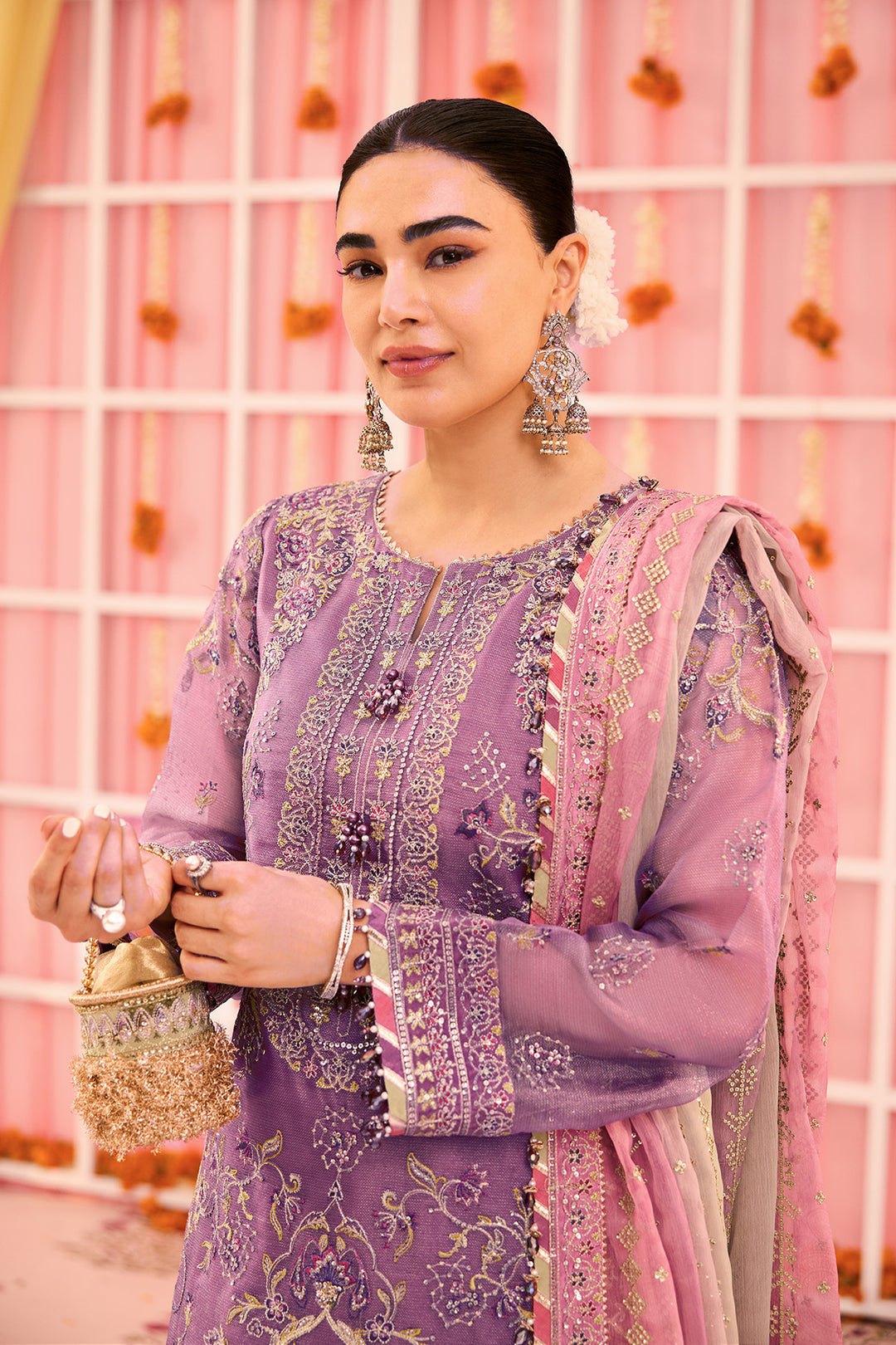 Alizeh AF-ZN-2220-Zari Style — Mairaz Mauve Three-Piece Suit
