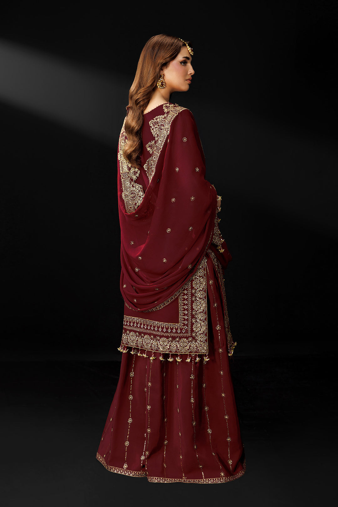 Alizeh AF-DUA-3035 Style — Mairaz Marsala Three-Piece Suit