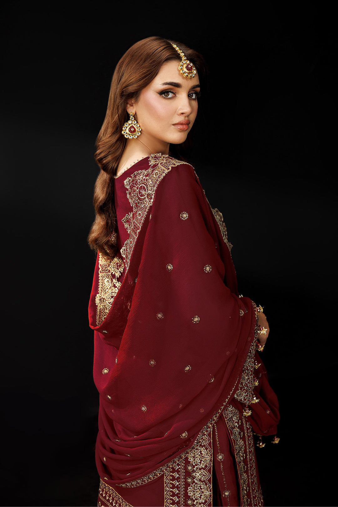 Alizeh AF-DUA-3035 Style — Mairaz Marsala Three-Piece Suit