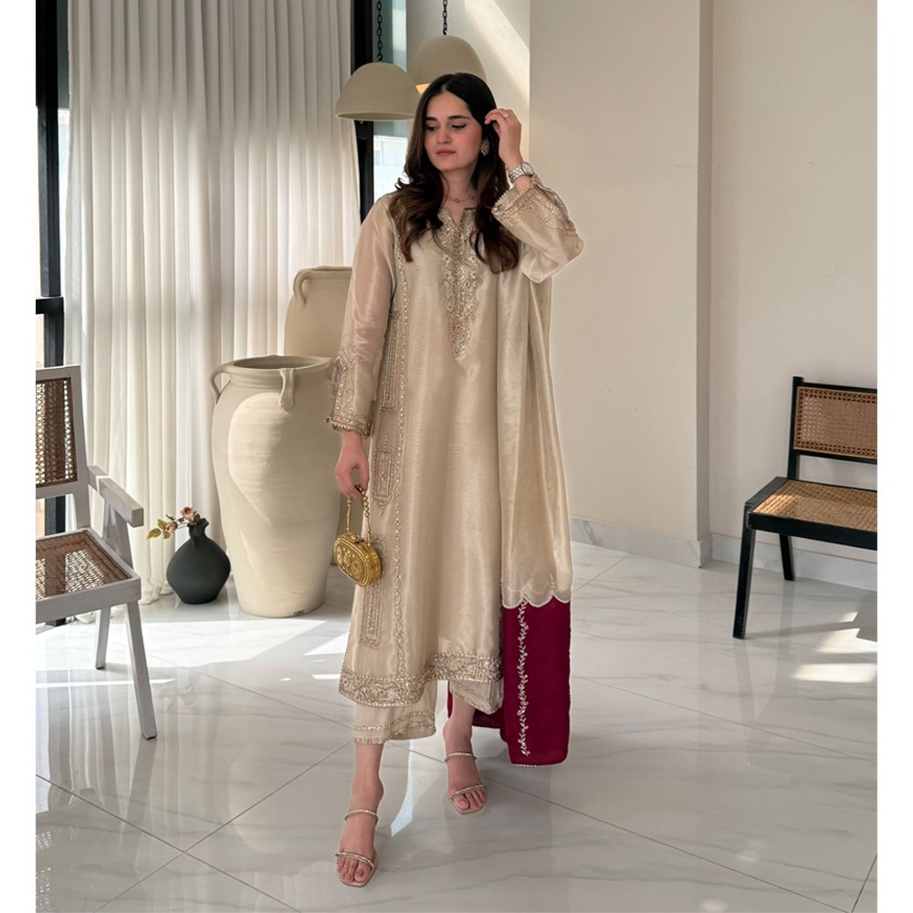 Republic Women Wear Zarin Style — Mairaz Maroon Three-Piece Suit