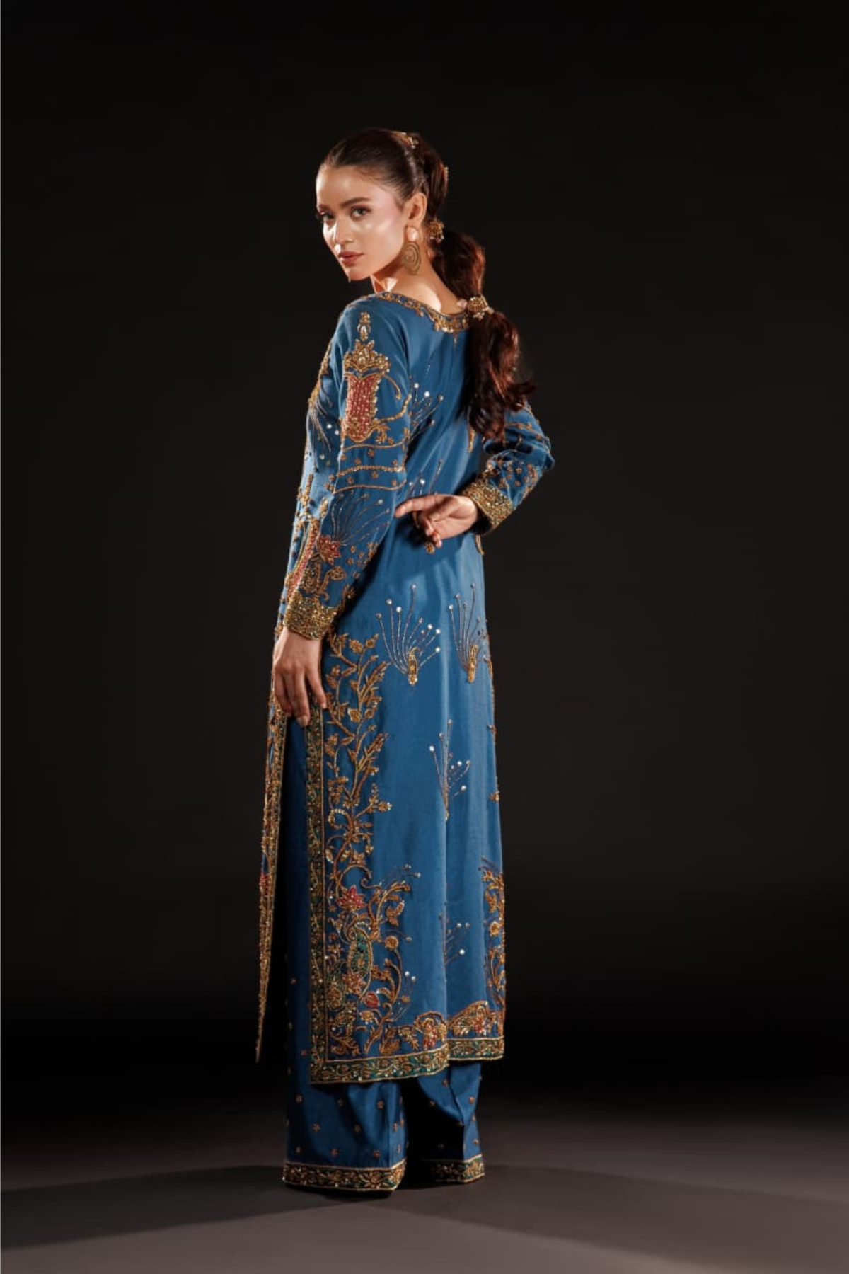 Usama Silk Azure Dynasty style — Mairaz azure blue reference, view 3 of 10