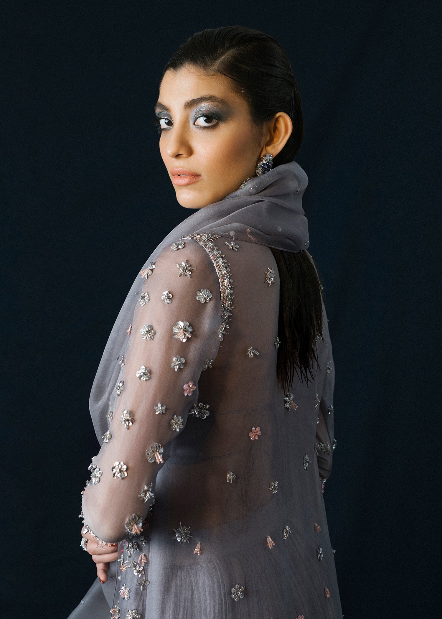 Hussain Rehar Surmai Style — Mairaz Grey Sharara