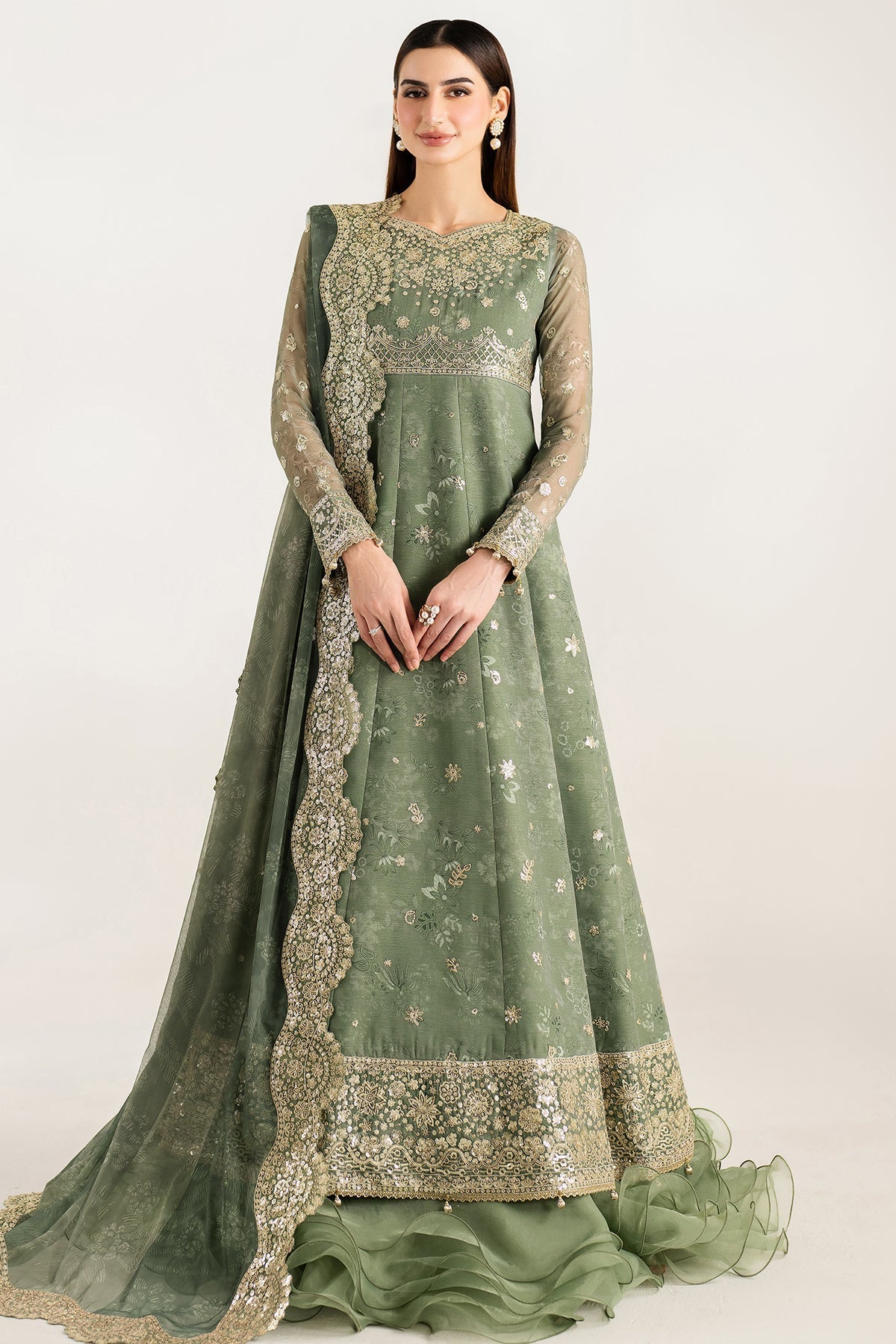 Farasha Olive Aura Style — Mairaz Three-Piece Suit