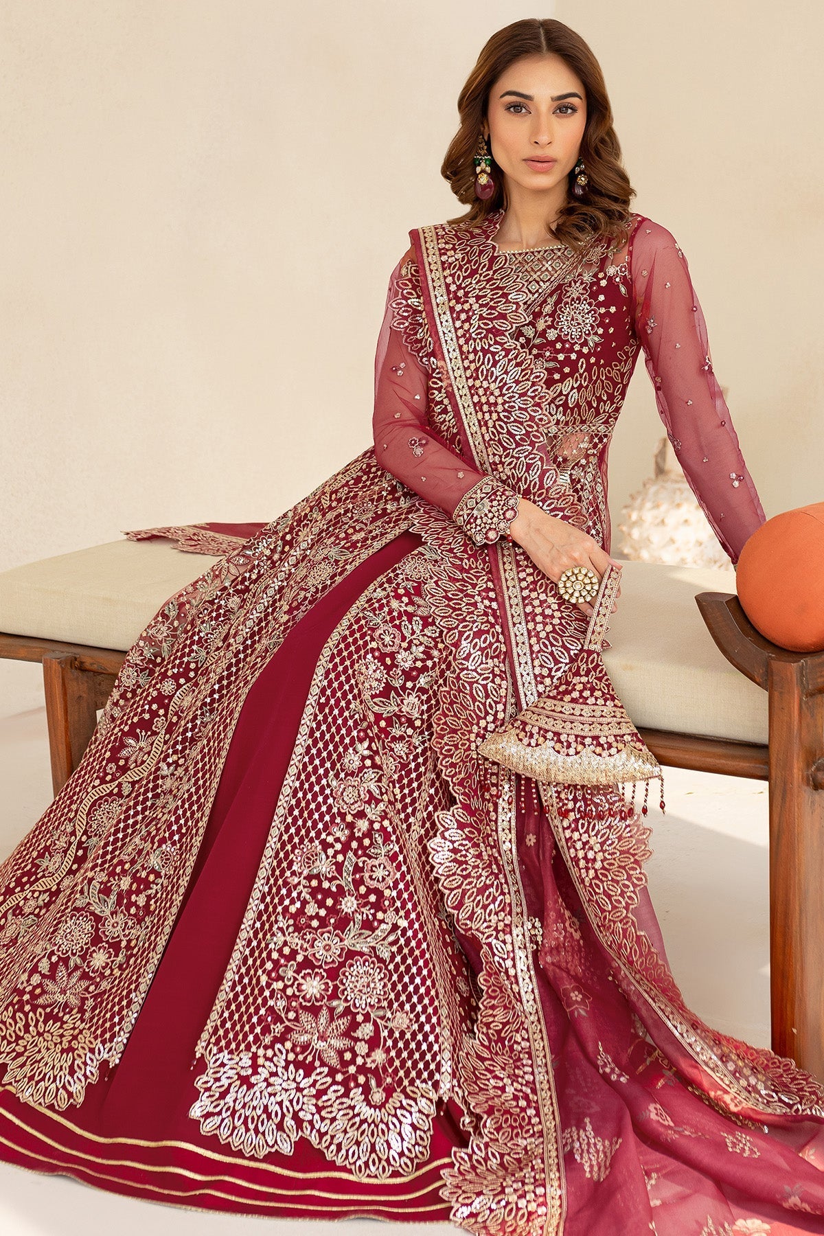 Farasha Carmine Allure Style — Mairaz Three-Piece Suit