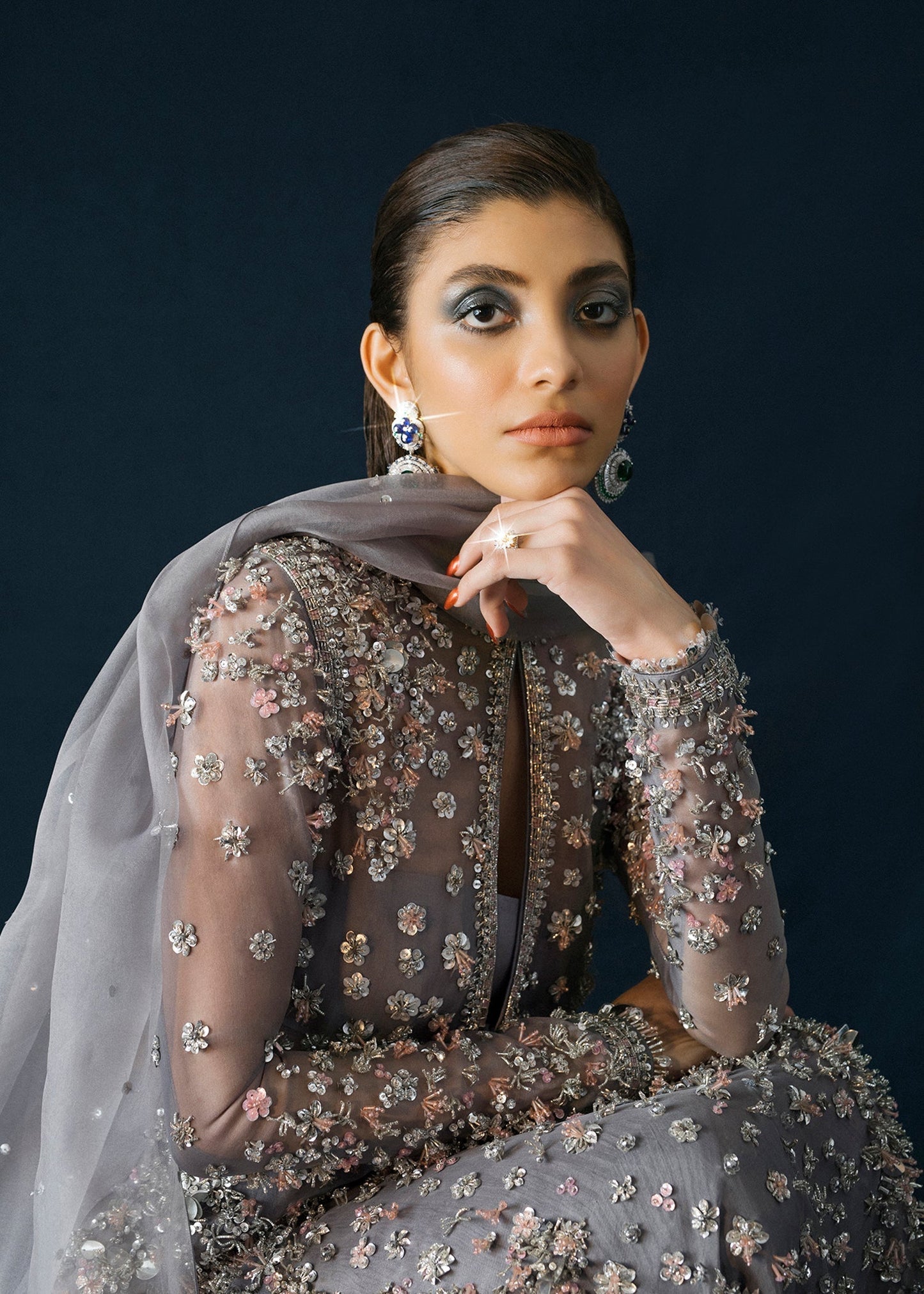 Hussain Rehar Surmai Style — Mairaz Grey Sharara