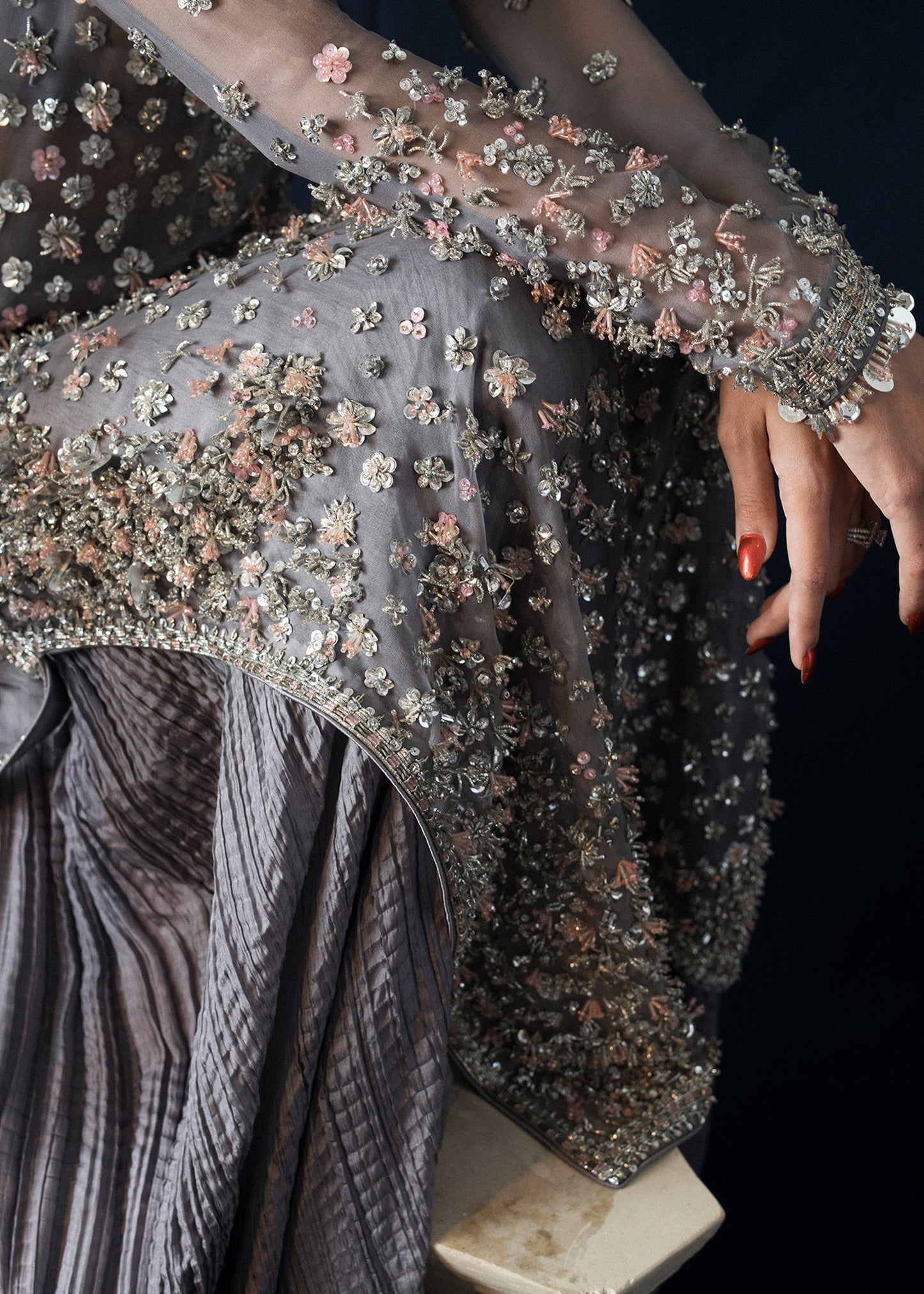 Hussain Rehar Surmai Style — Mairaz Grey Sharara