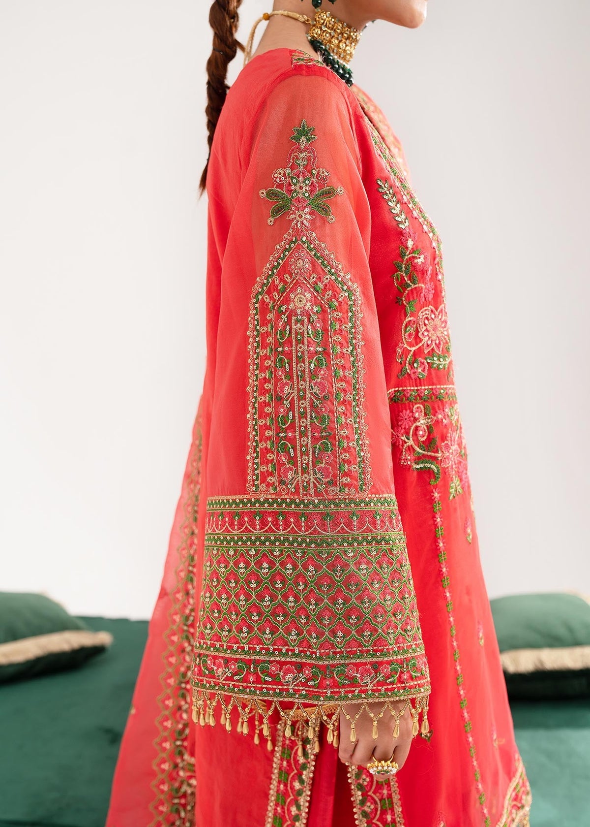 Khudeeja red shirt suit, reference outfit photograph 3 — Made by Mairaz reproduction