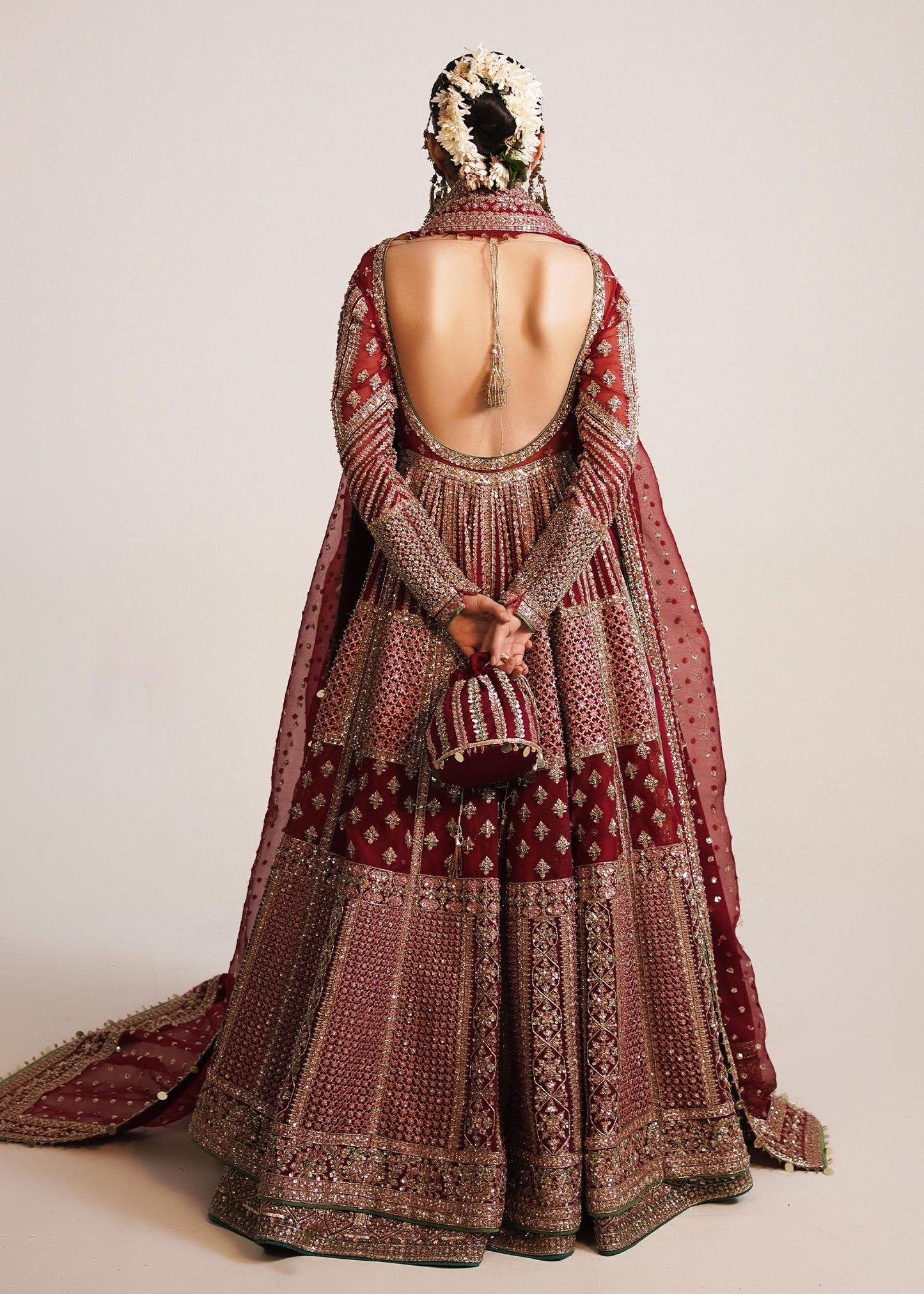 Hussain Rehar Sarang style — Mairaz berry red lehenga reference, view 7 of 9