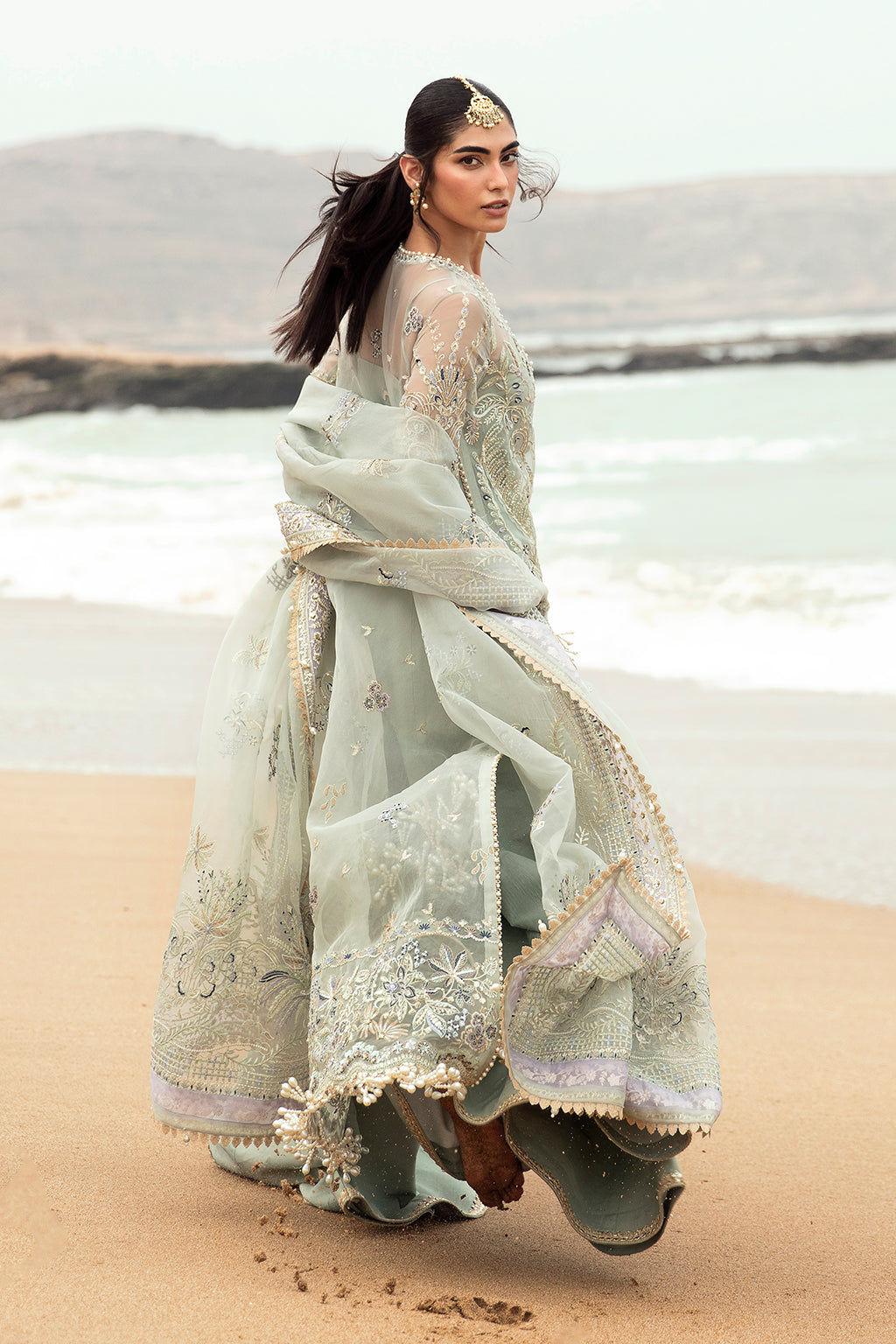 Afrozeh Shanzay Style — Mairaz Sea Green Three-Piece Suit