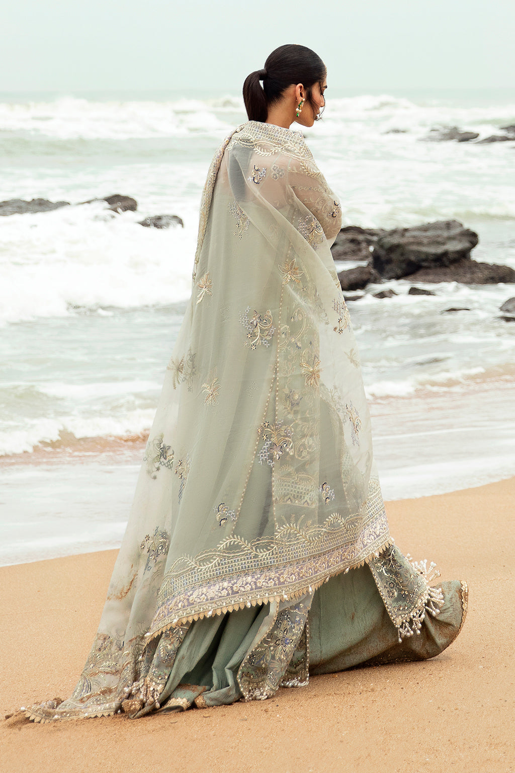 Afrozeh Shanzay Style — Mairaz Sea Green Three-Piece Suit