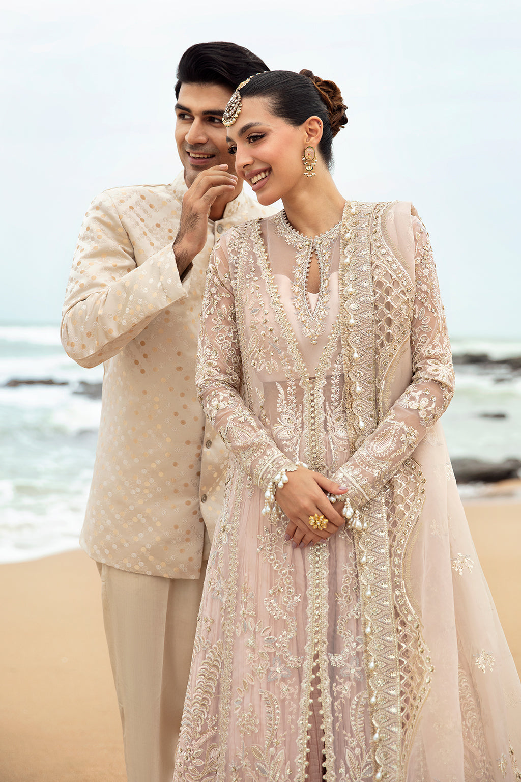 Afrozeh Shahnoor Style — Mairaz Powder Pink Three-Piece Suit