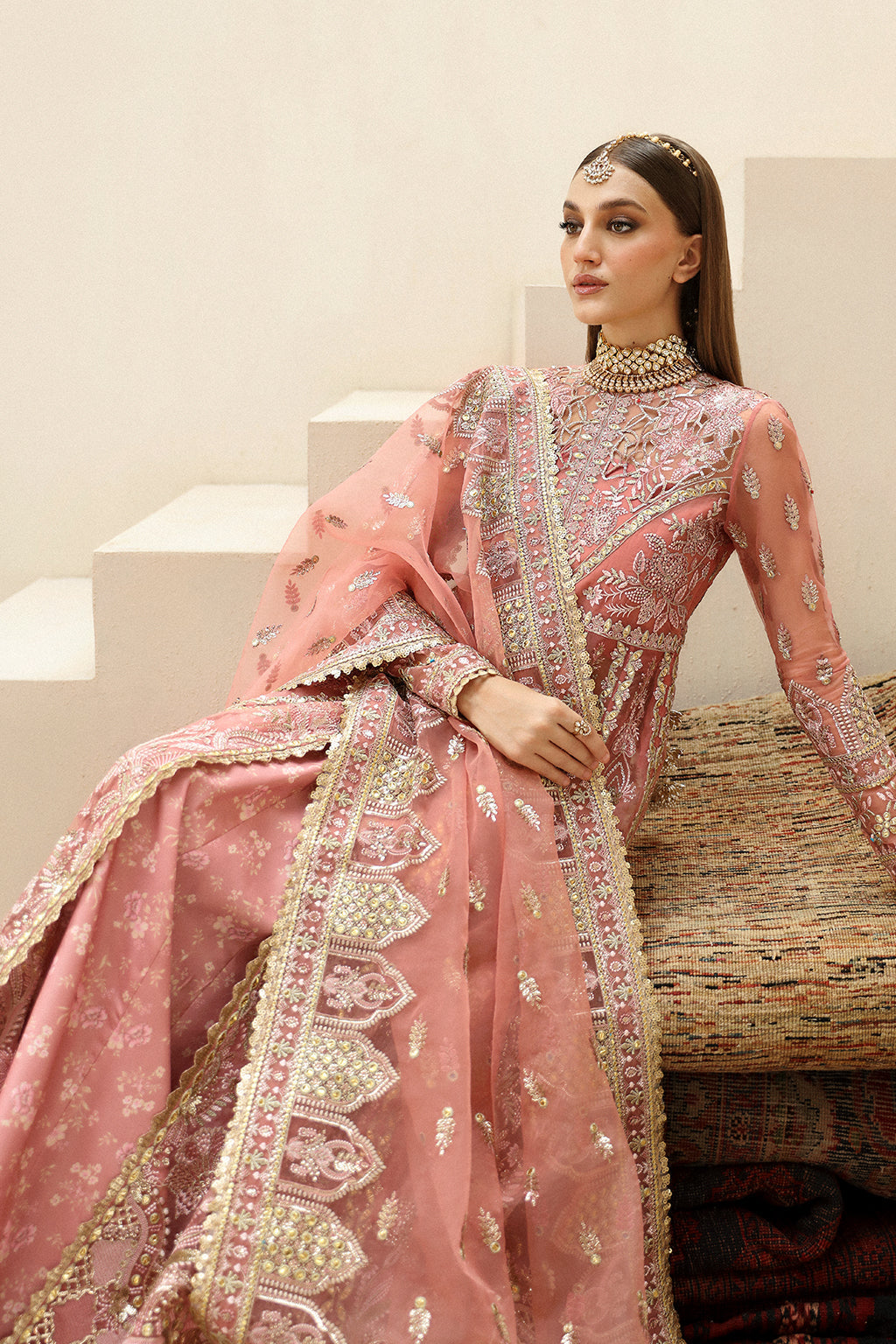 Afrozeh Shahpara Style — Mairaz Pink Three-Piece Suit