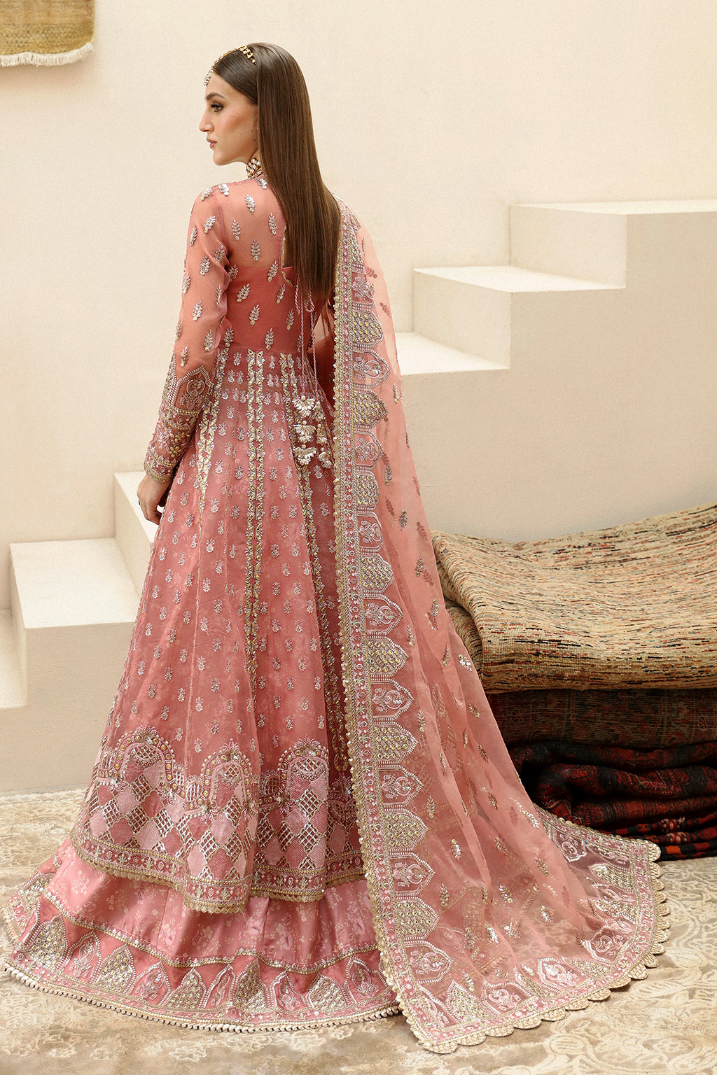 Afrozeh Shahpara Style — Mairaz Pink Three-Piece Suit