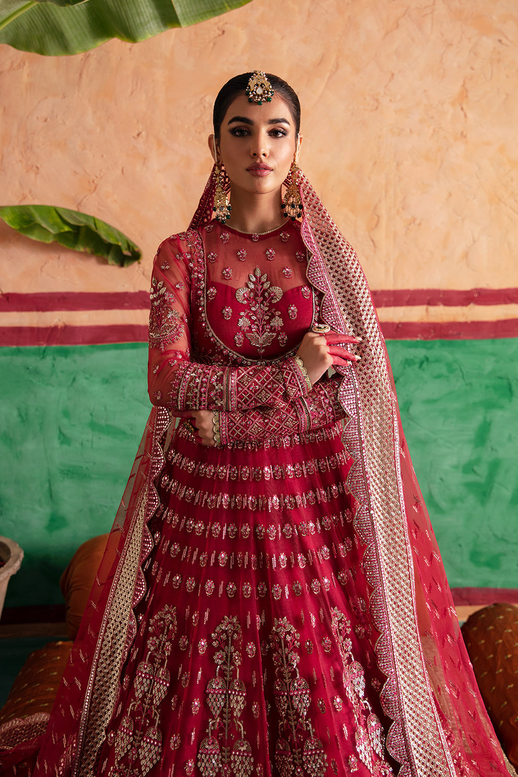 Afrozeh Gulabposh Style — Mairaz Coral Pink Wedding Maxi