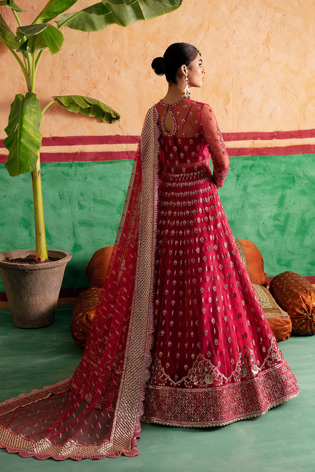 Afrozeh Gulabposh Style — Mairaz Coral Pink Wedding Maxi