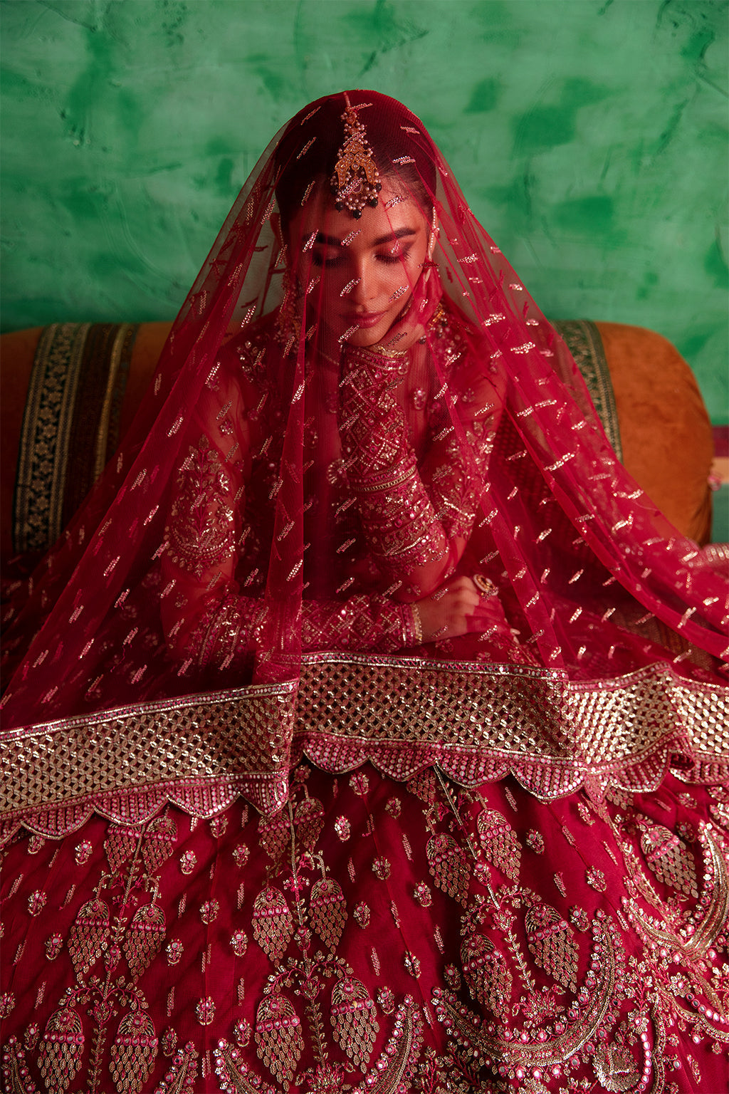 Afrozeh Gulabposh Style — Mairaz Coral Pink Wedding Maxi