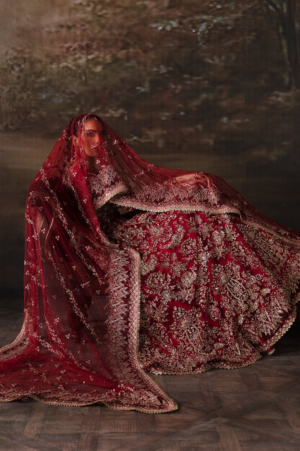 Afrozeh Adelaide Style — Mairaz Brick Red Wedding Maxi