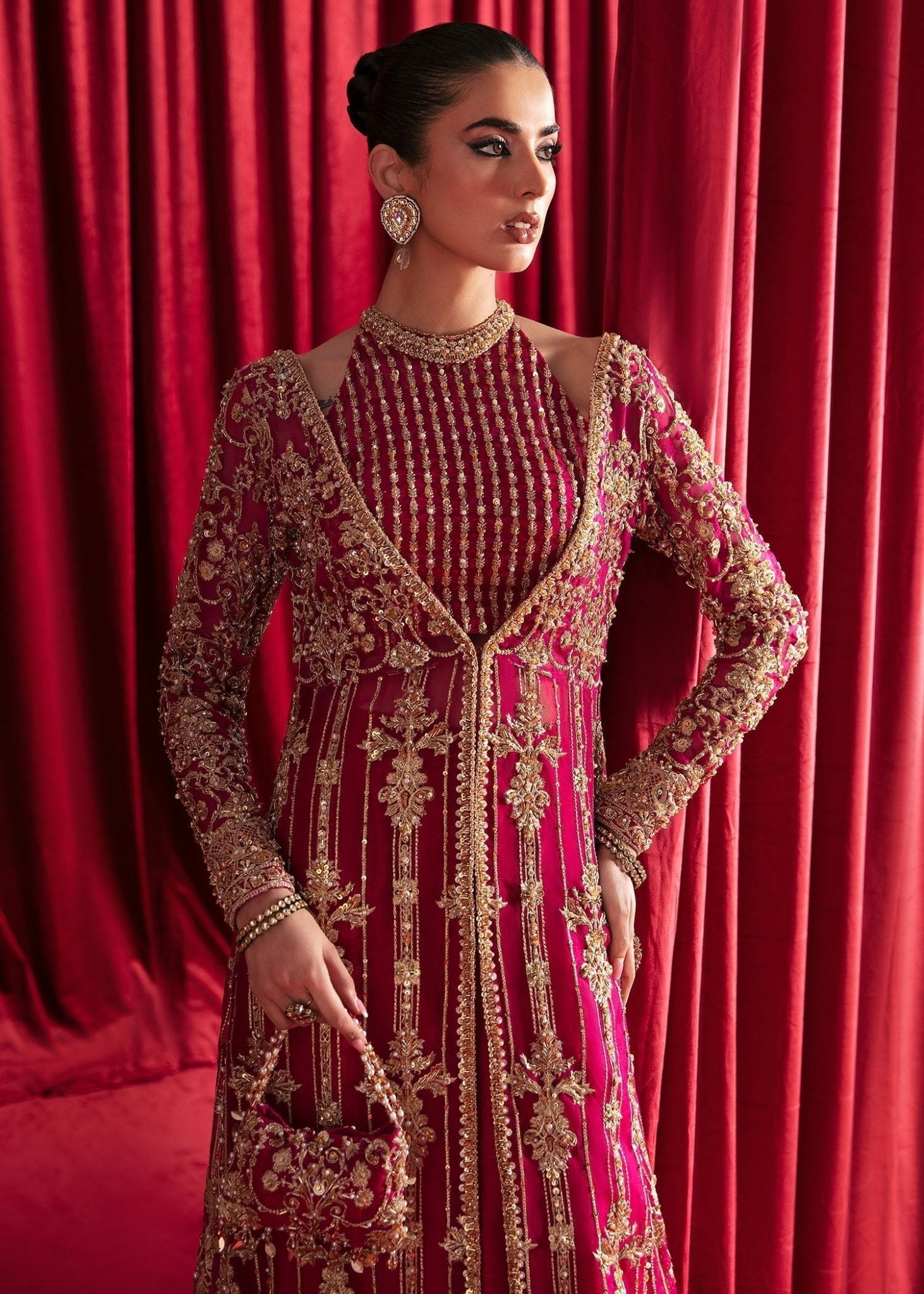Kanwal Malik Haniya style — Mairaz raspberry gown reference, view 4 of 7