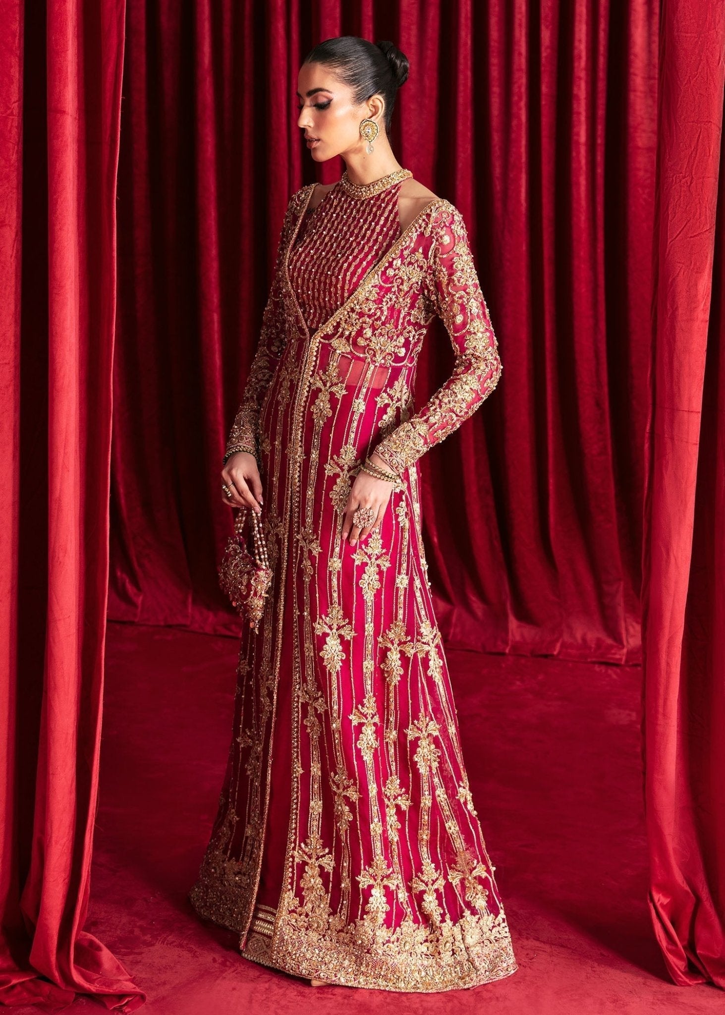 Kanwal Malik Haniya style — Mairaz raspberry gown reference, view 3 of 7