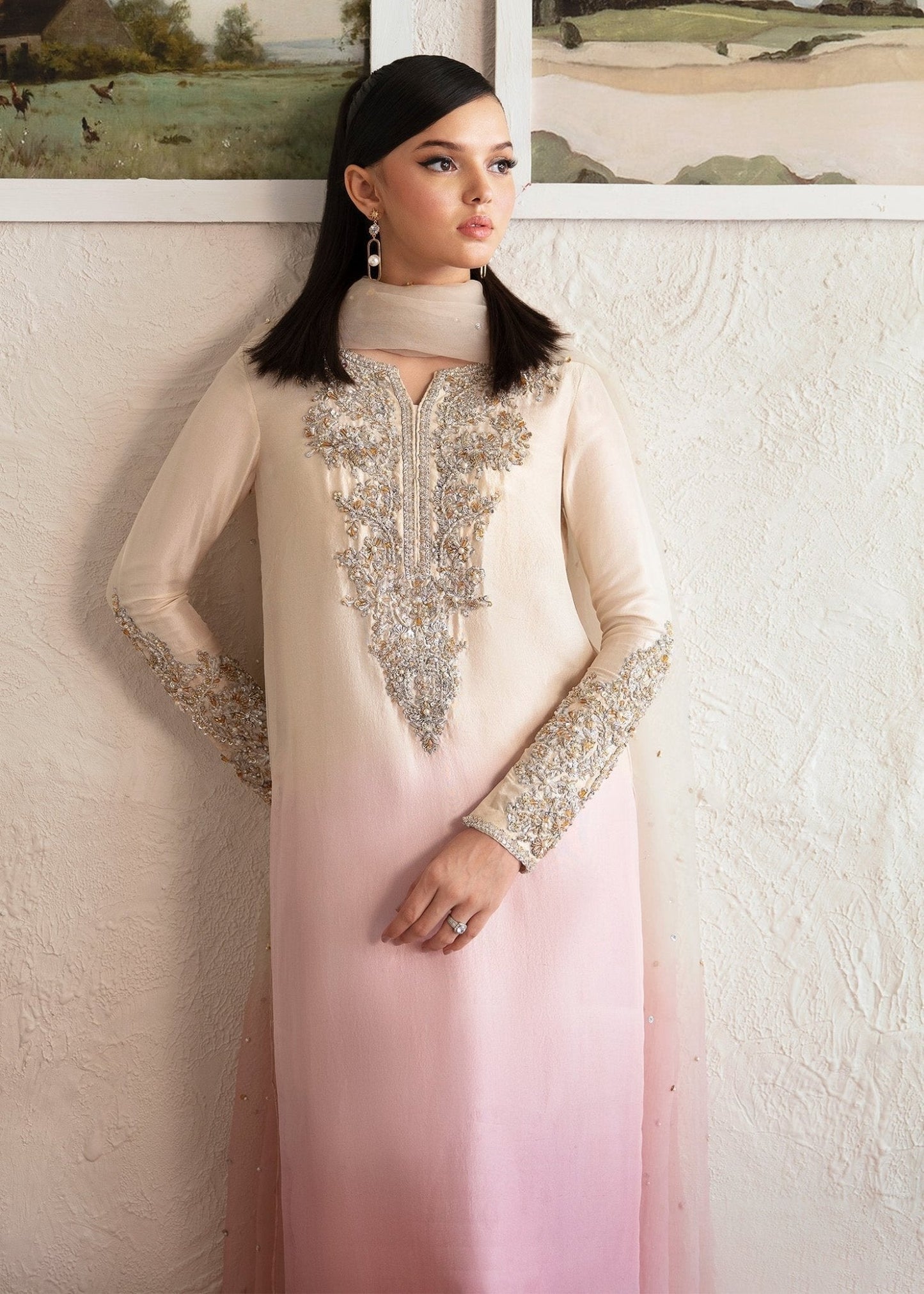 Kanwal Malik Maura style — Mairaz ombre pink three-piece suit reference, view 2 of 6