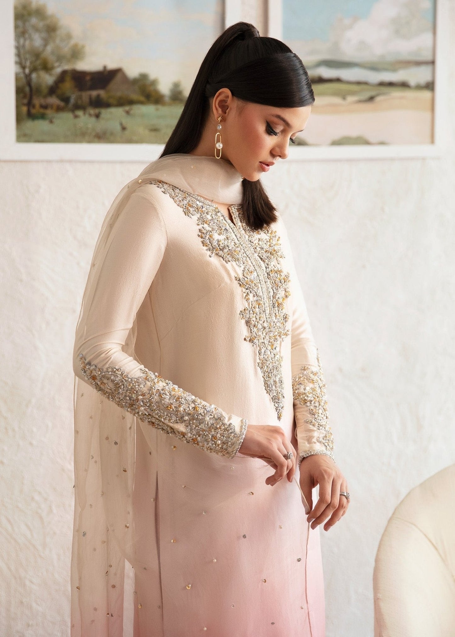 Kanwal Malik Maura style — Mairaz ombre pink three-piece suit reference, view 5 of 6