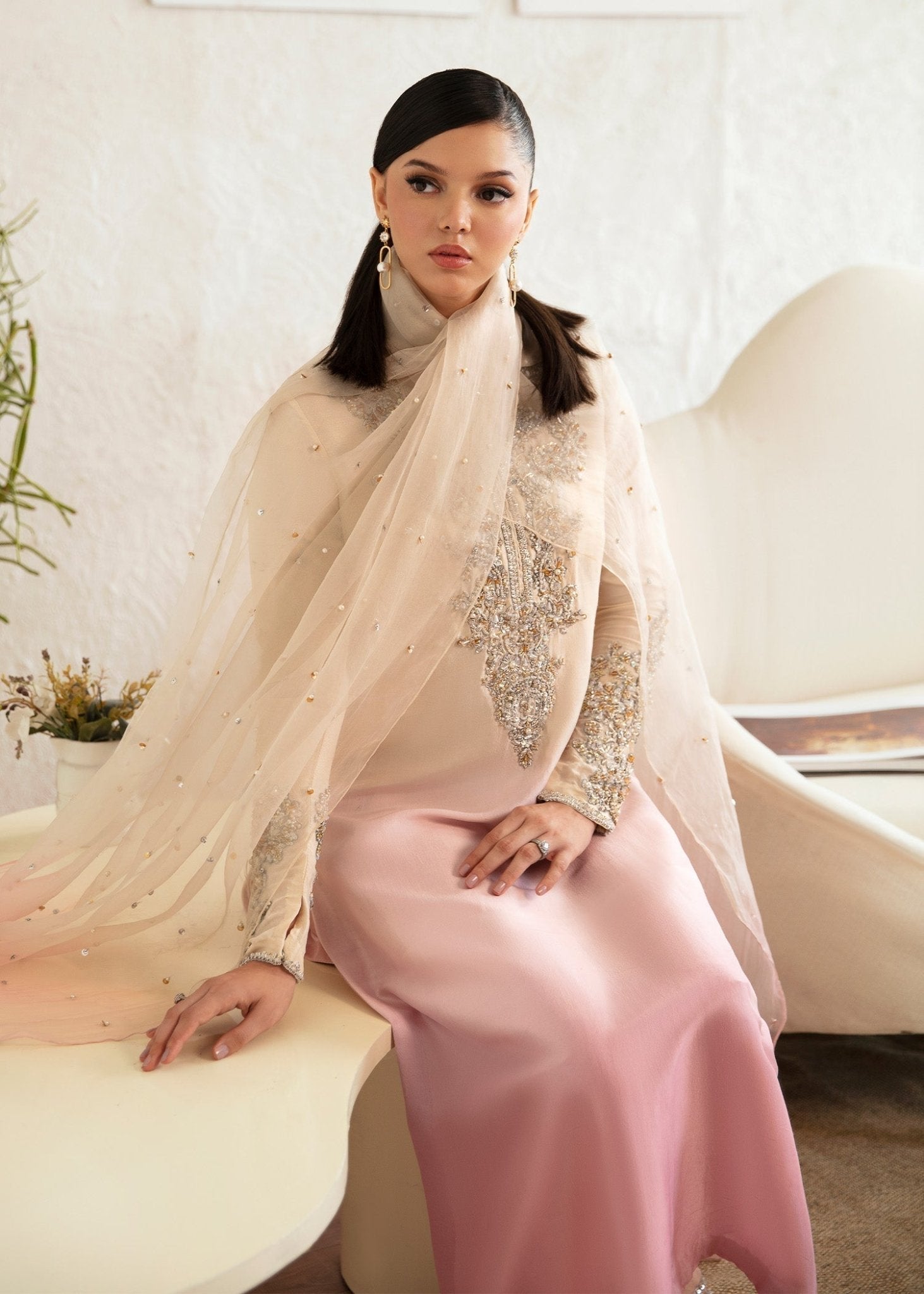 Kanwal Malik Maura style — Mairaz ombre pink three-piece suit reference, view 3 of 6