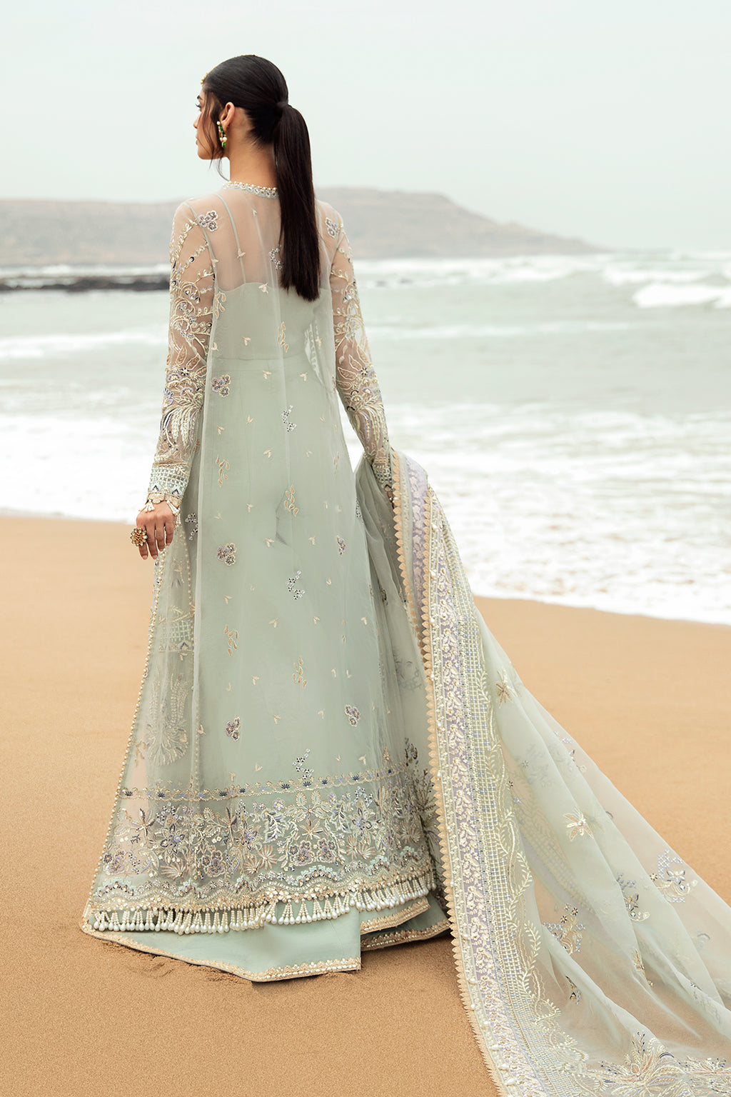 Afrozeh Shanzay Style — Mairaz Sea Green Three-Piece Suit