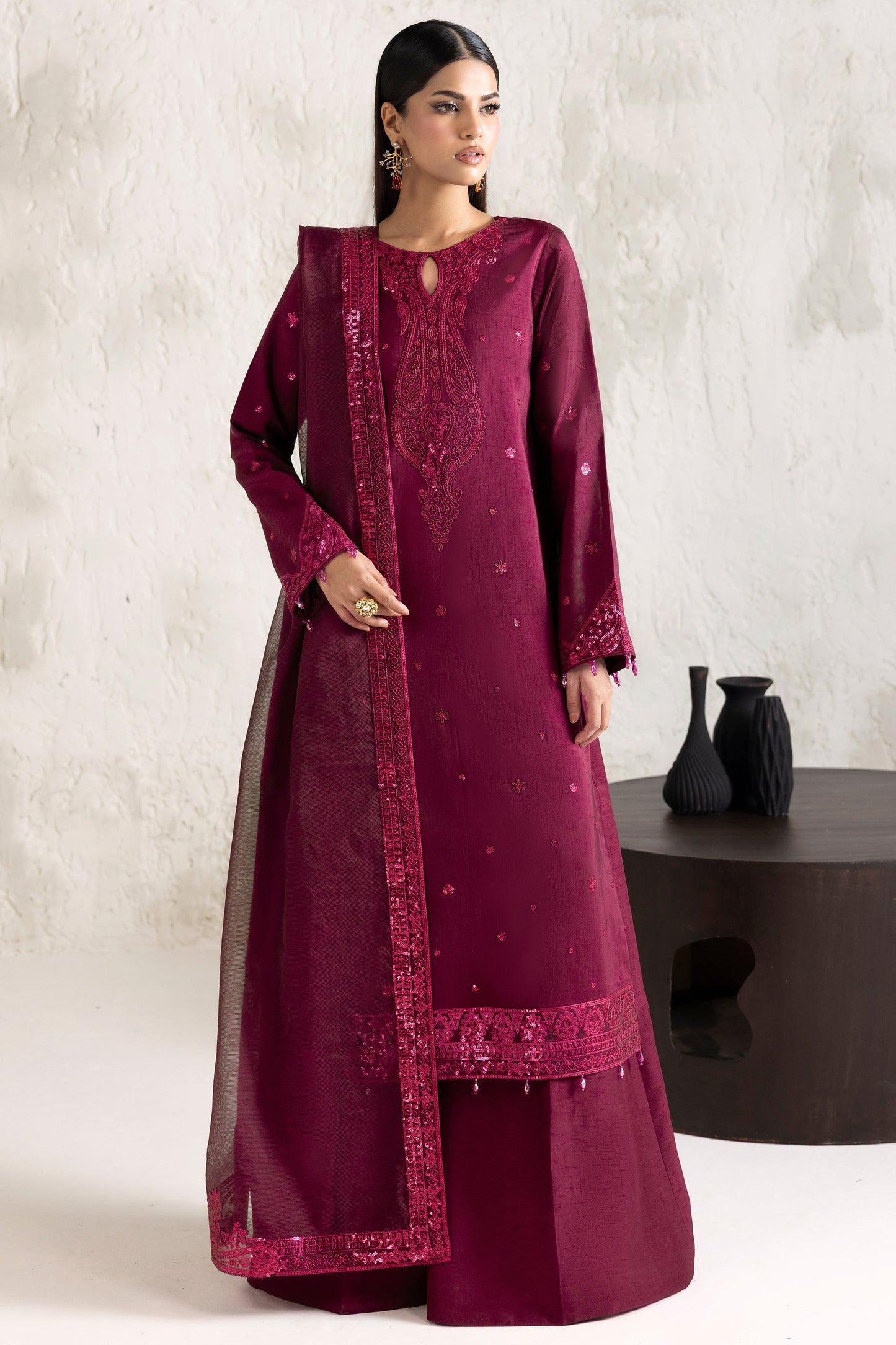 Farasha Fuchsia Glow Style — Mairaz Three-Piece Suit