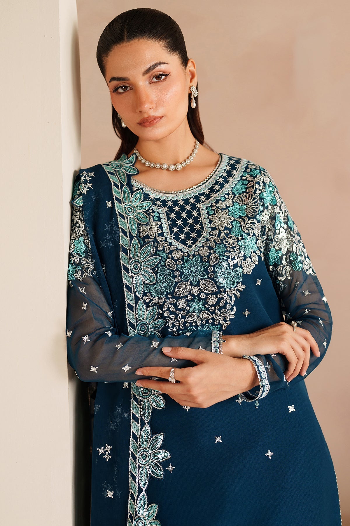 Farasha Cobalt Haze Style — Mairaz Three-Piece Suit