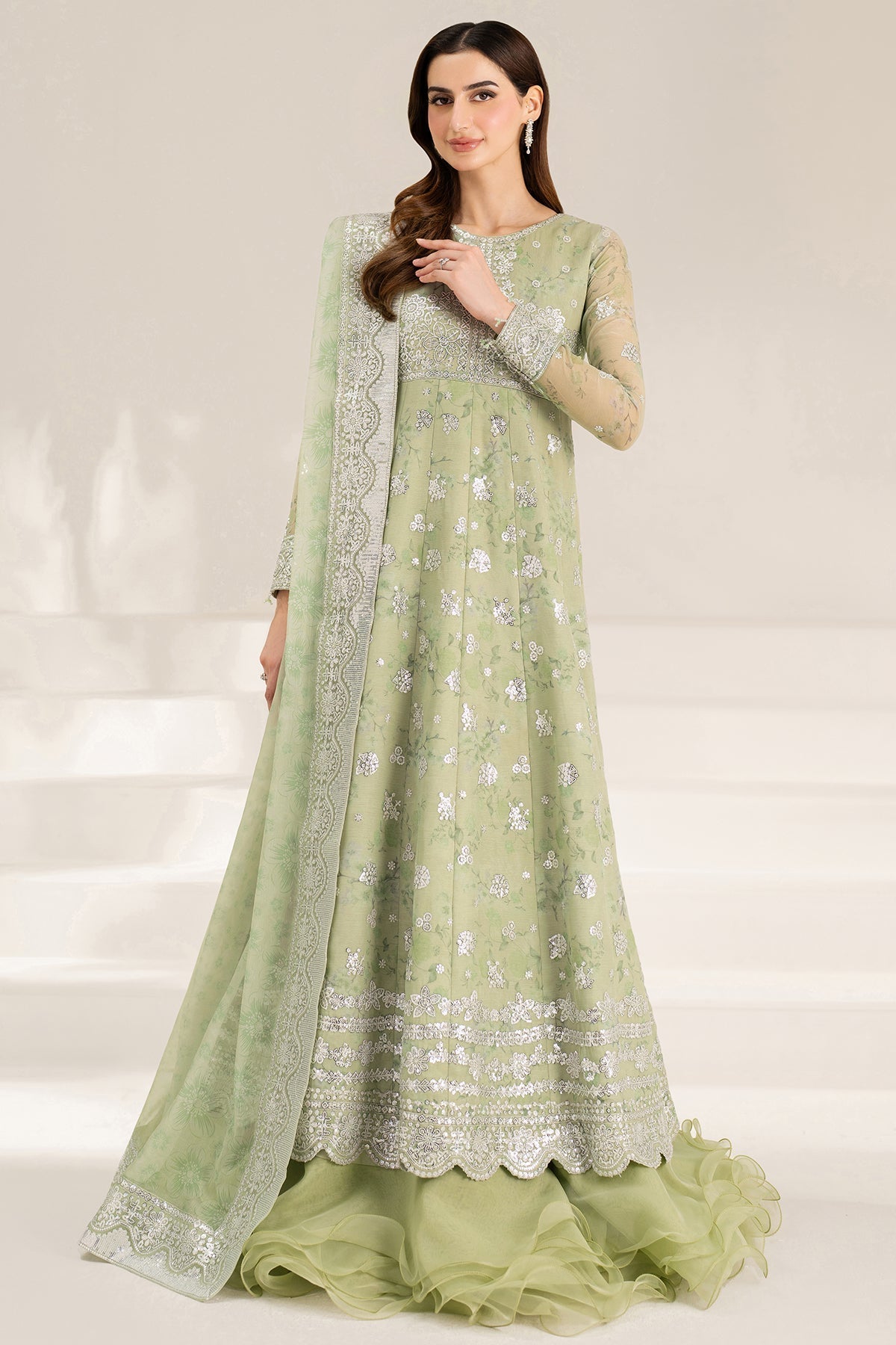 Farasha Sage Sparkle Style — Mairaz Three-Piece Suit