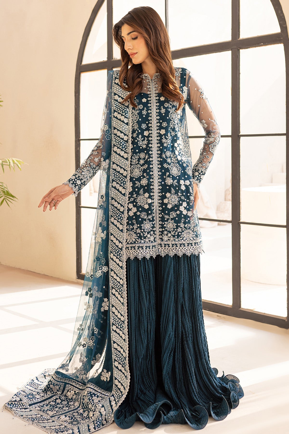 Farasha Teal Drizzle Style — Mairaz Teal Three-Piece Suit