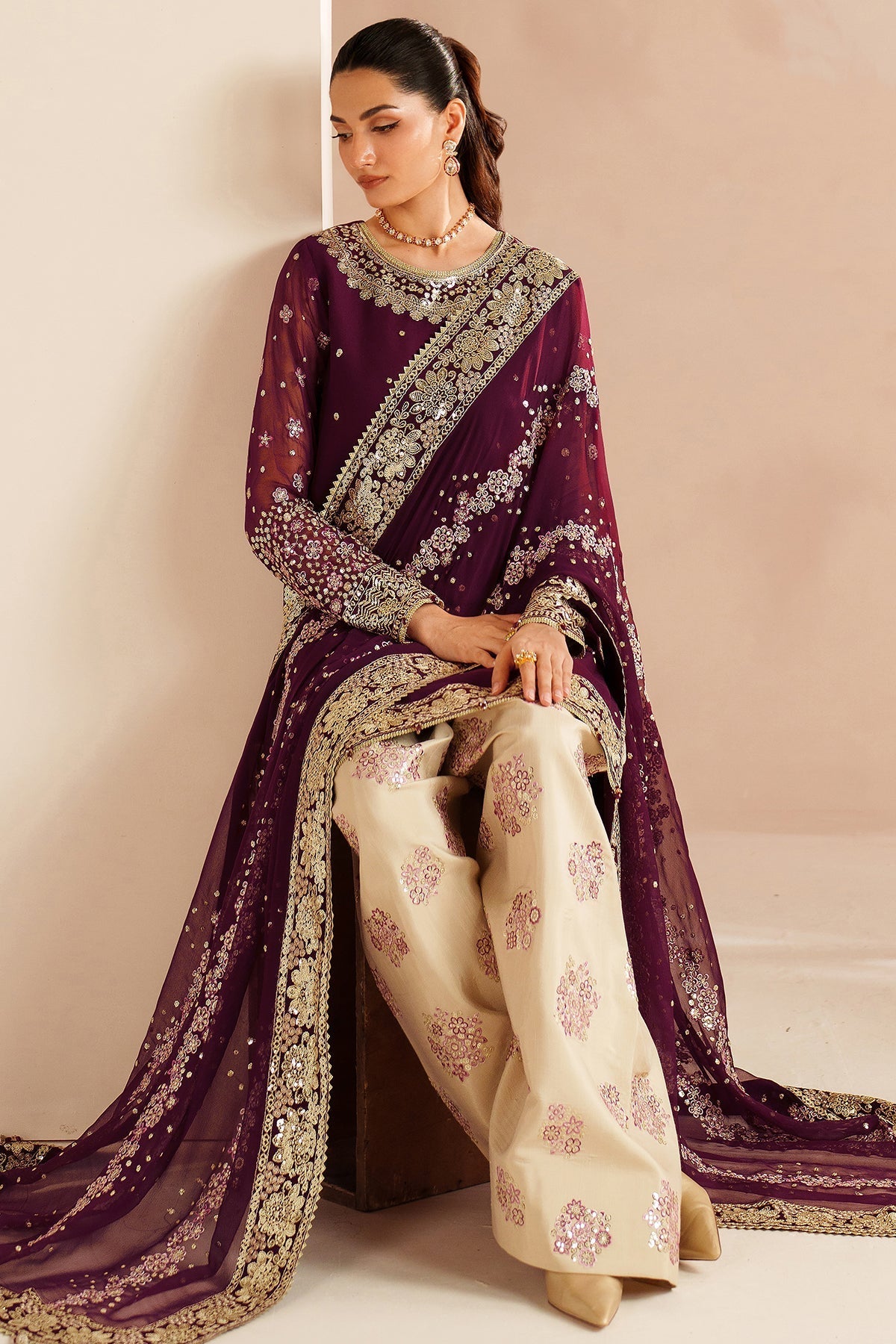 Farasha Maple Glow Style — Mairaz Three-Piece Suit