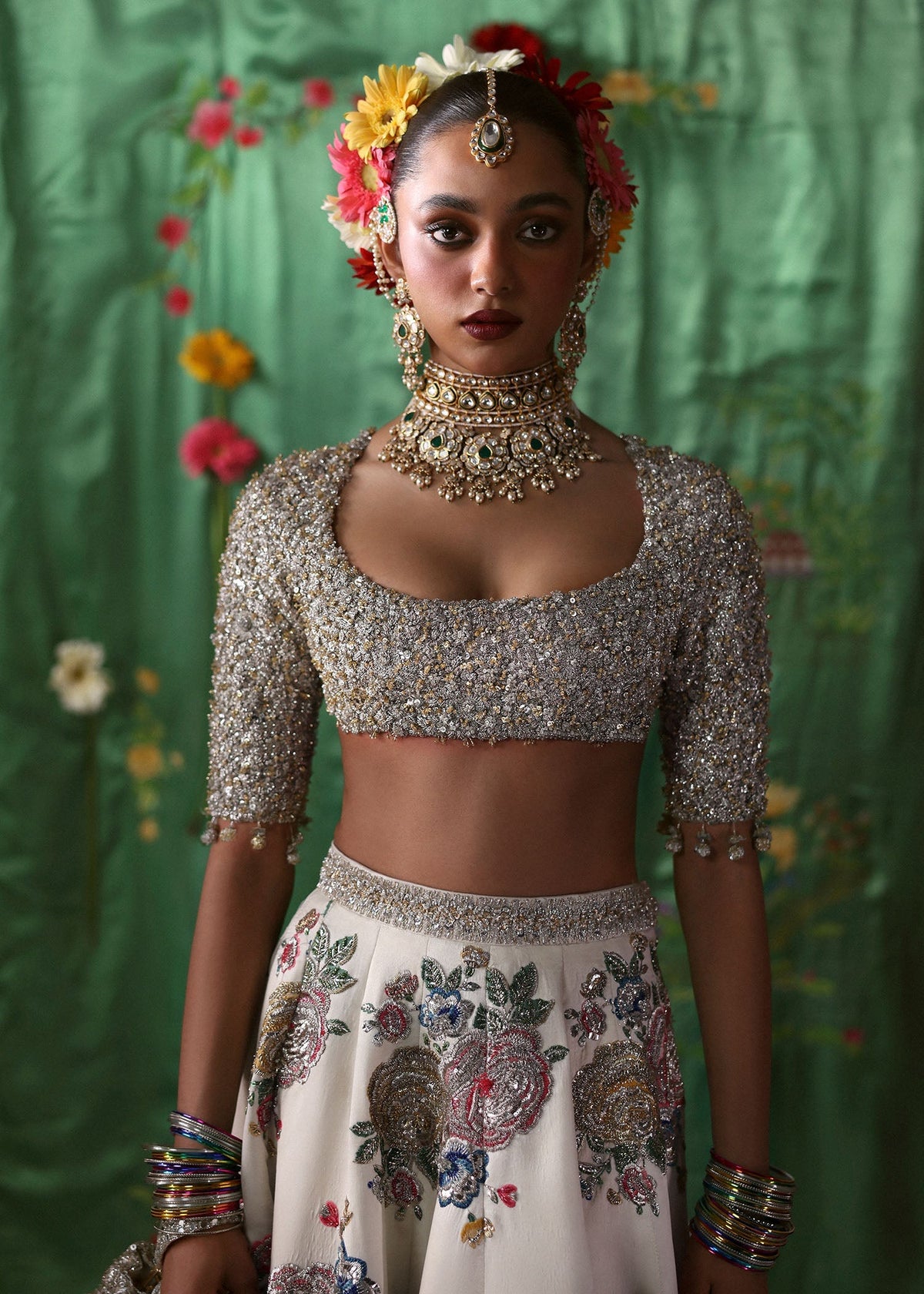 Hussain Rehar Raks Style ivory bridal dupatta reference