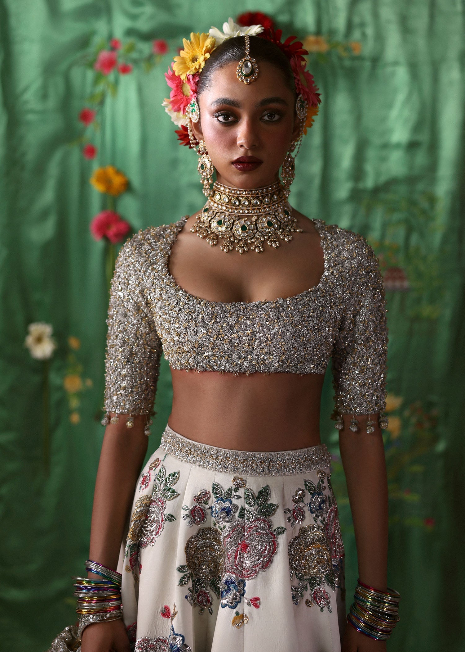 Hussain Rehar Raks Style ivory bridal dupatta reference