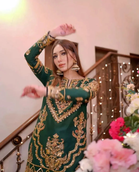Sehrish Nadeem Style — Mairaz Bottle Green Sharara