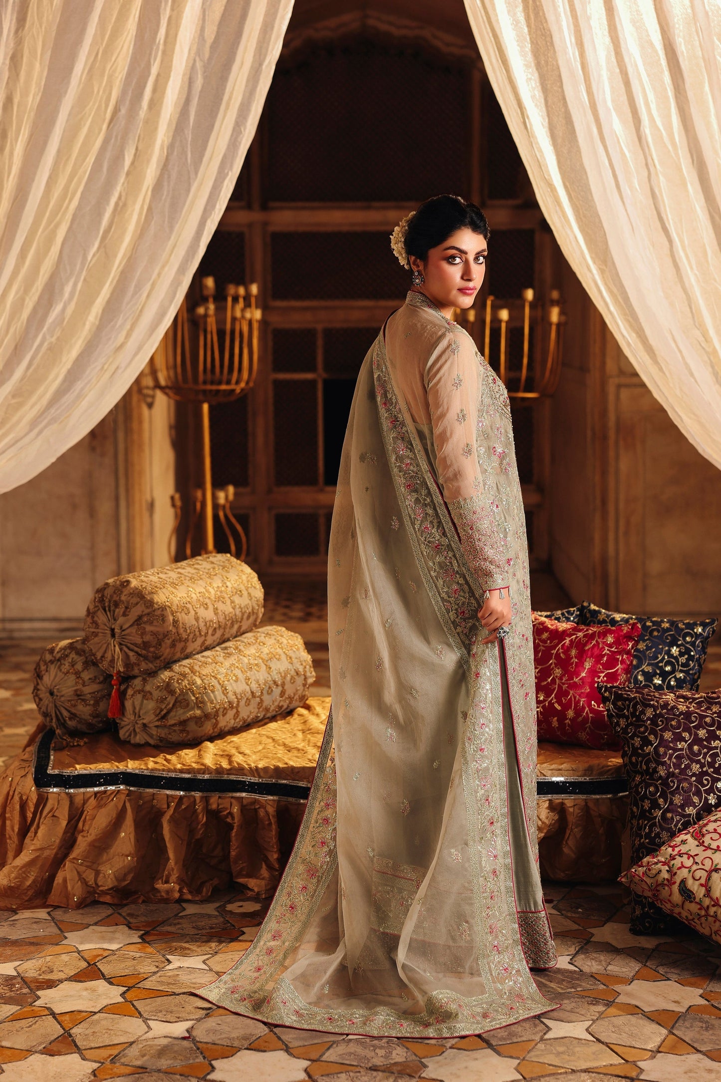 Saad Shaikh Nashmia Style — Mairaz Mint Three-Piece Suit