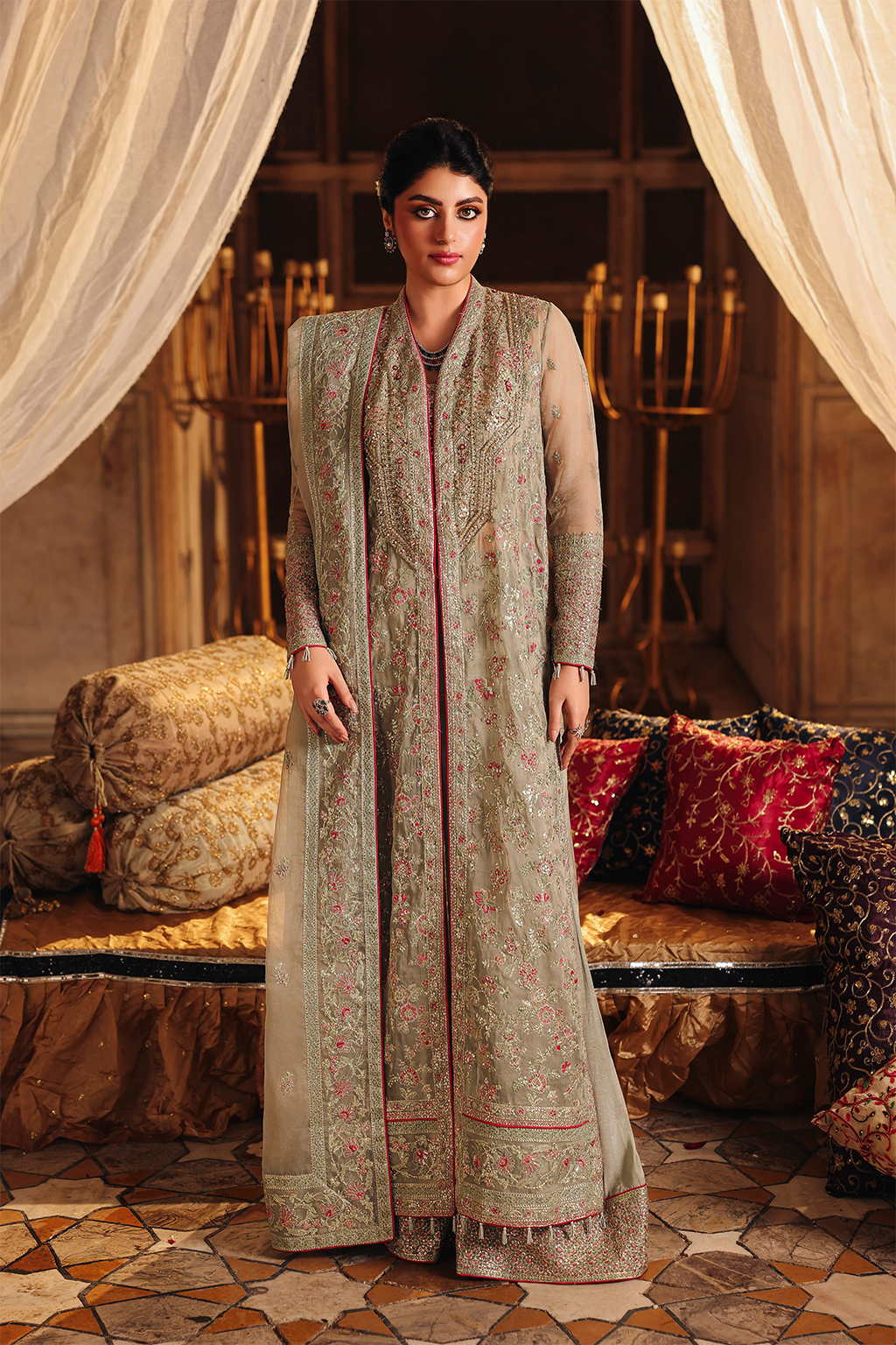 Saad Shaikh Nashmia Style — Mairaz Mint Three-Piece Suit