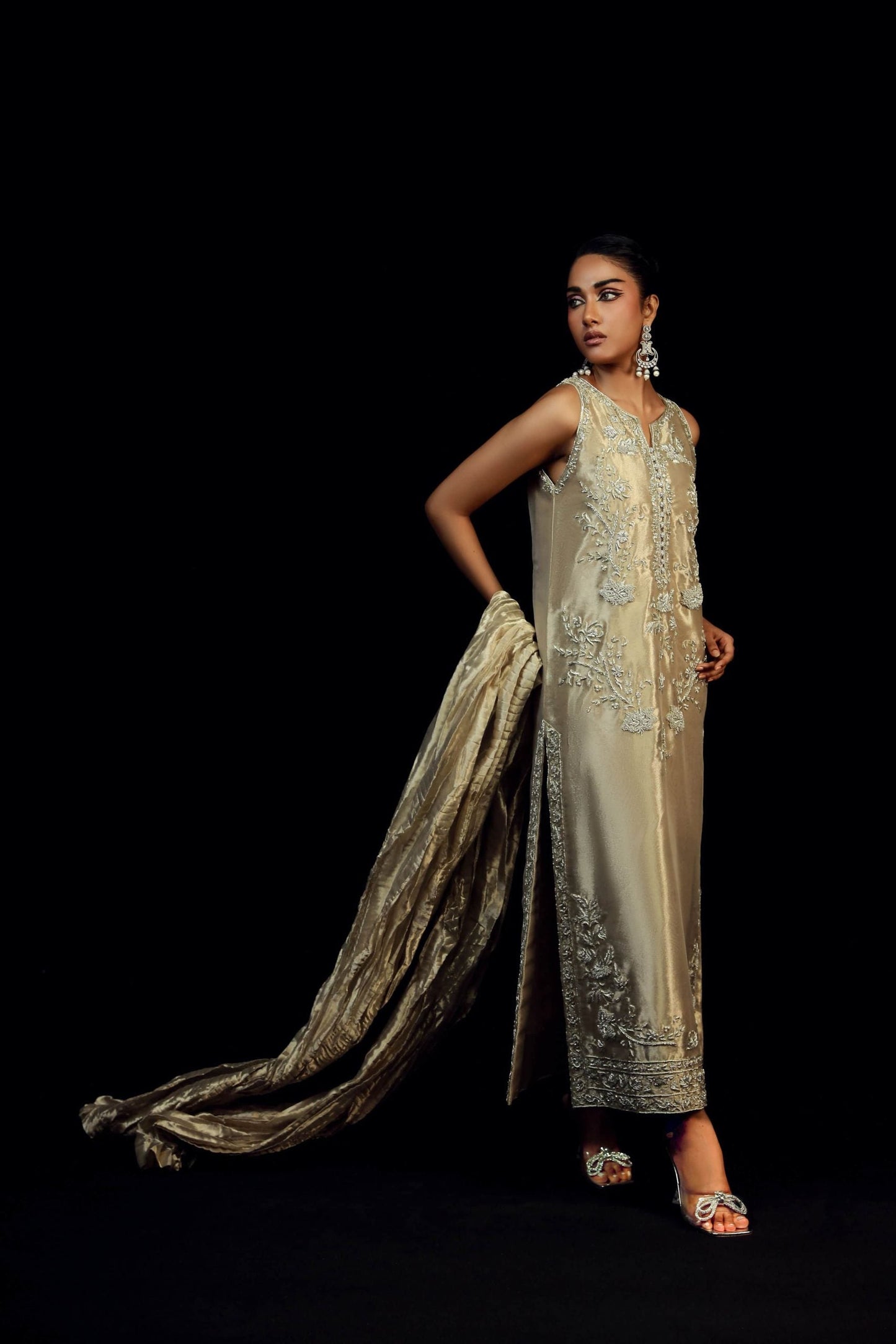 Ayesha Somaya Ayra Style — Mairaz Gold Three-Piece Suit