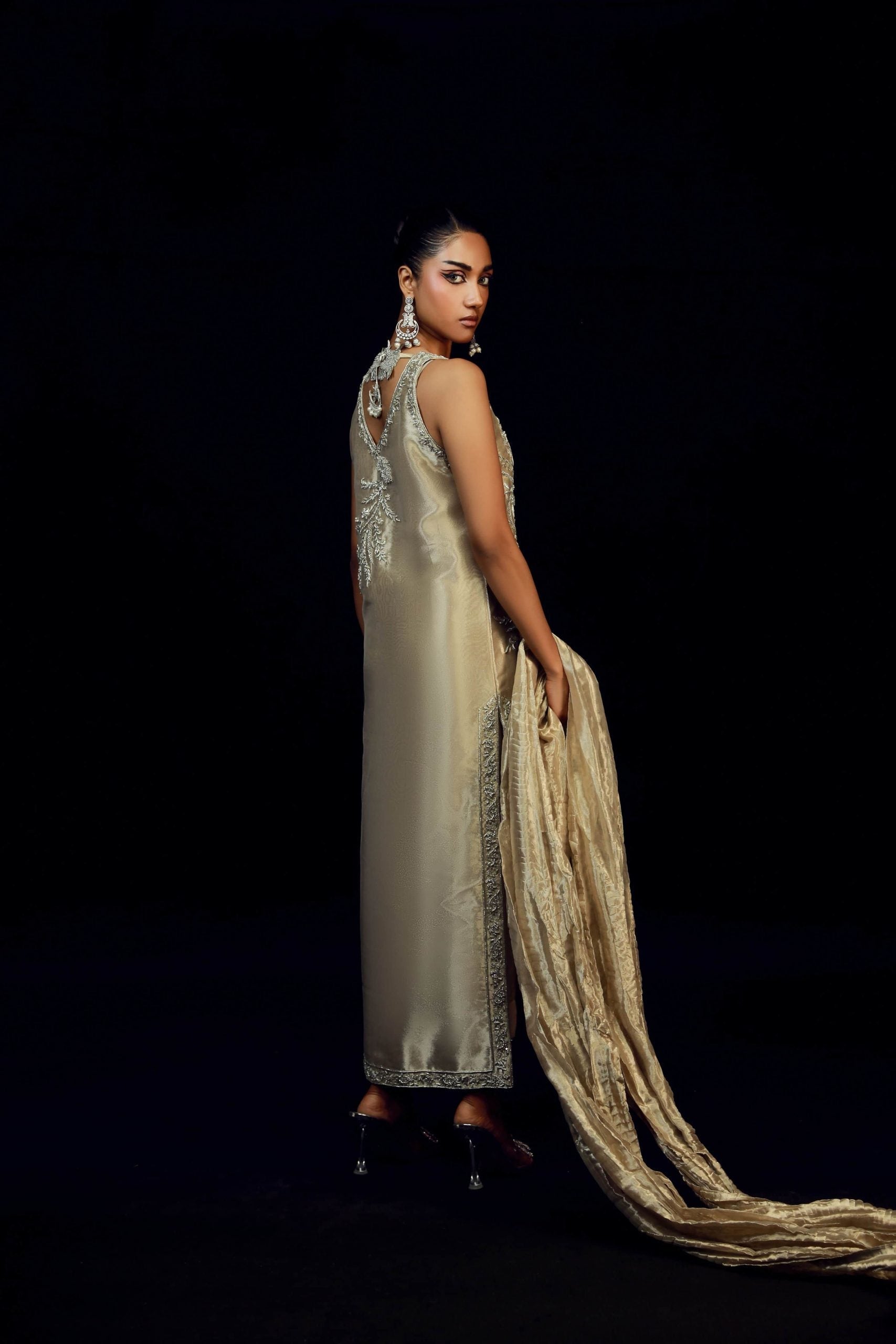 Ayesha Somaya Ayra Style — Mairaz Gold Three-Piece Suit