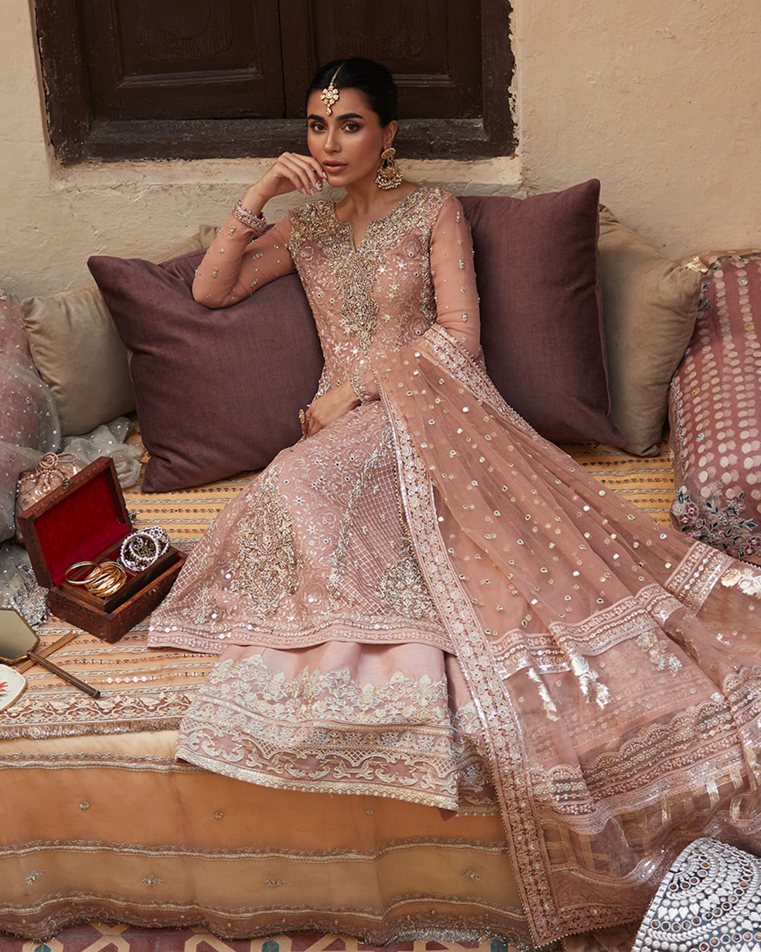 Faiza Saqlain Zeena style — Mairaz Salmon Sharara Set reference, view 2 of 14
