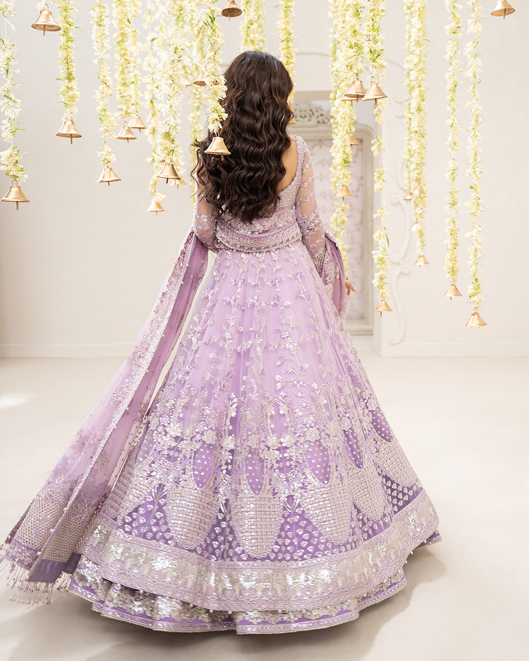 Faiza Saqlain Pinar style — Mairaz lilac lehenga reference, view 3 of 7