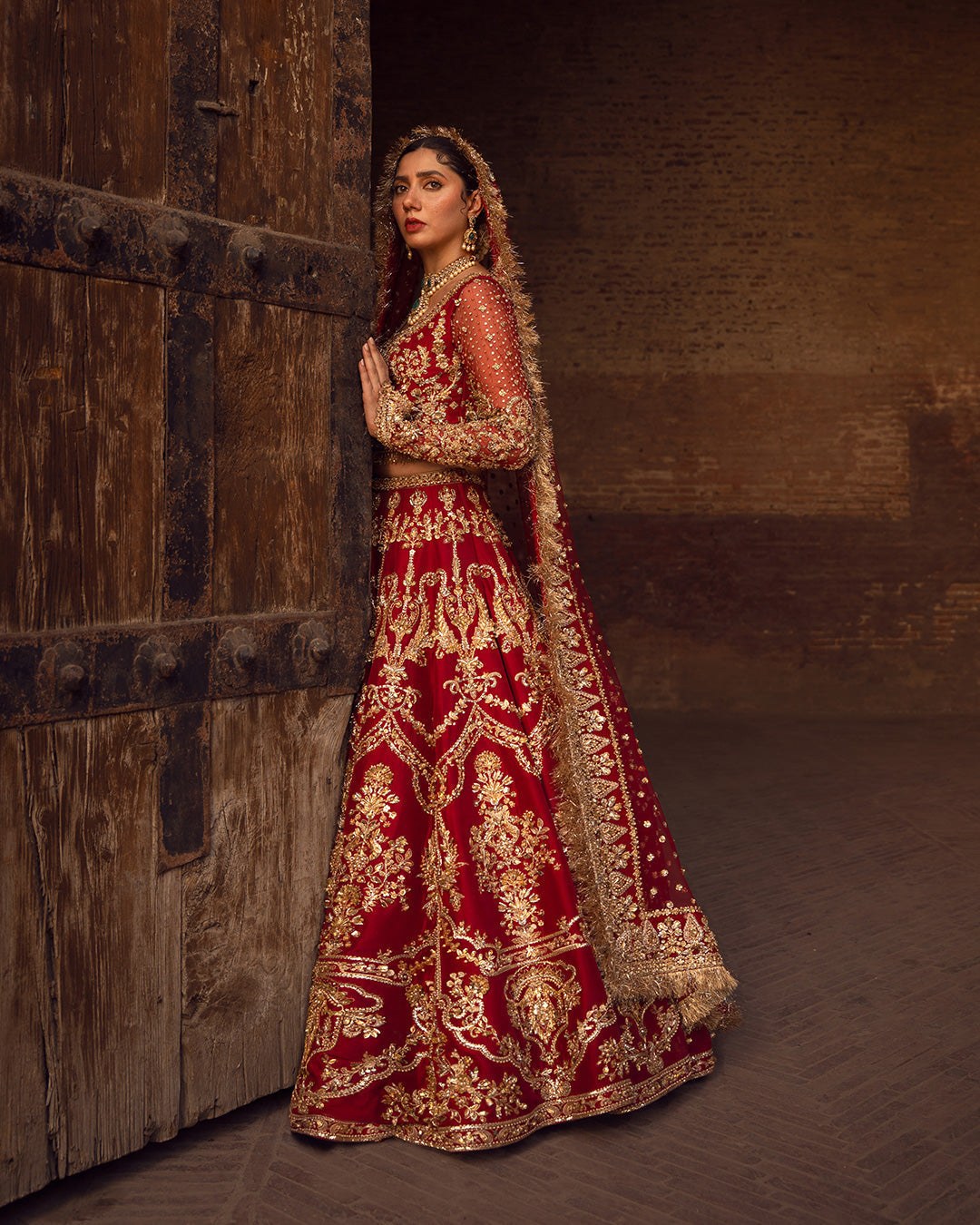 Faiza Saqlain Arusa Style — Mairaz Red Lehenga Choli