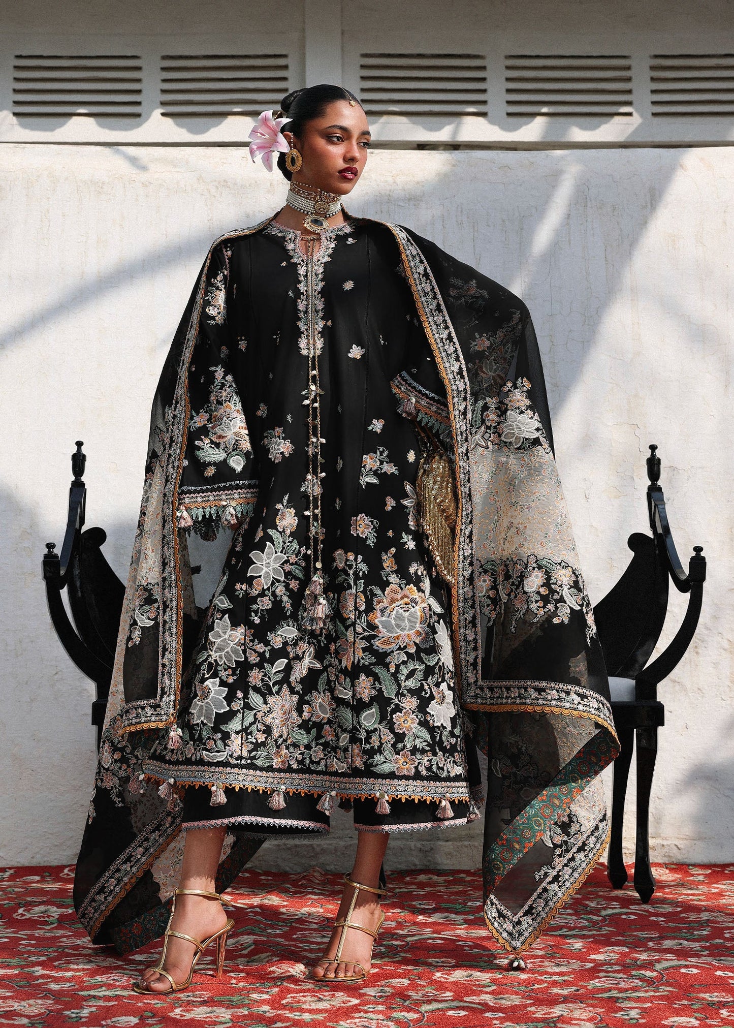 Hussain Rehar Sable style — Mairaz black three-piece suit reference, view 1 of 7