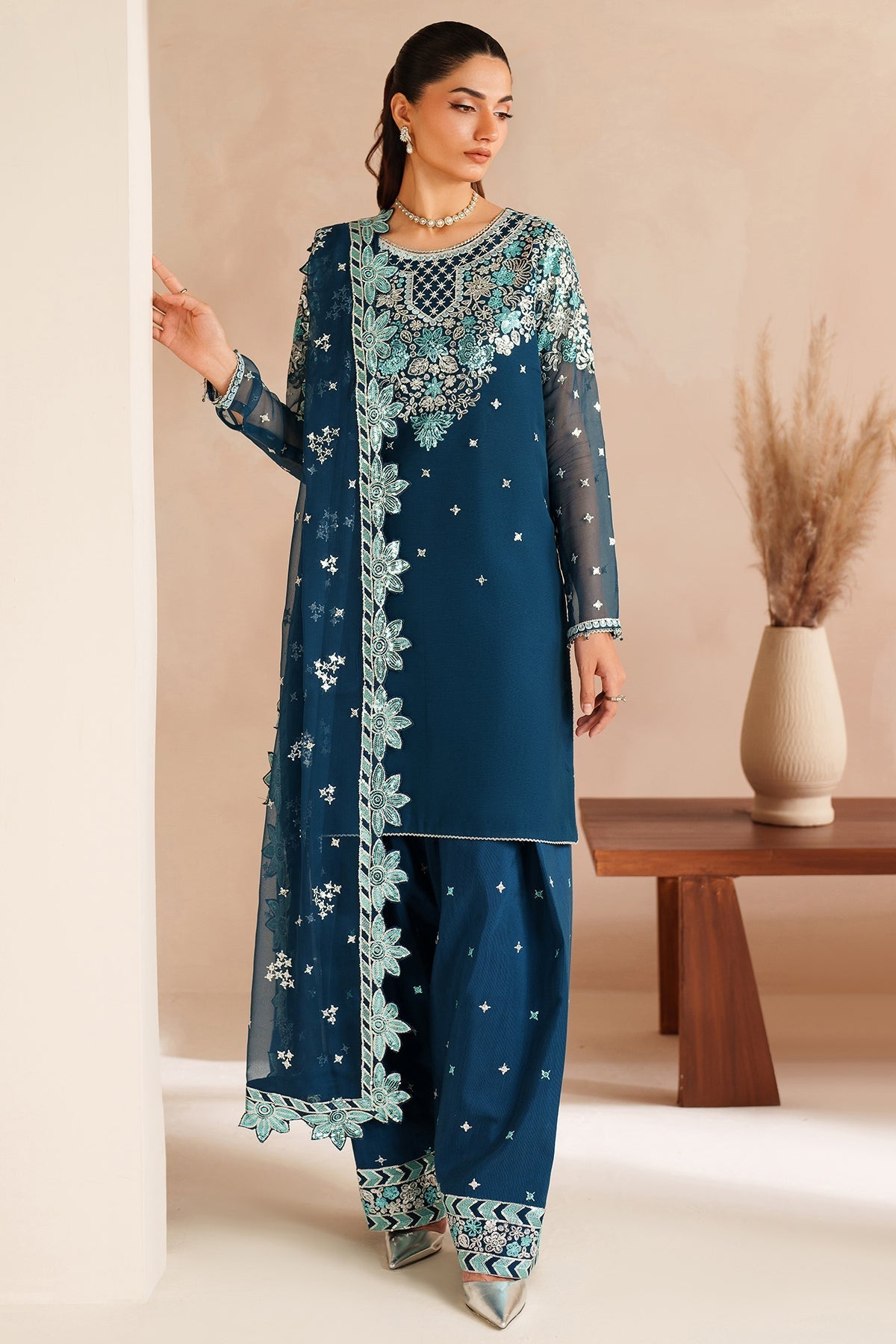 Farasha Cobalt Haze Style — Mairaz Three-Piece Suit