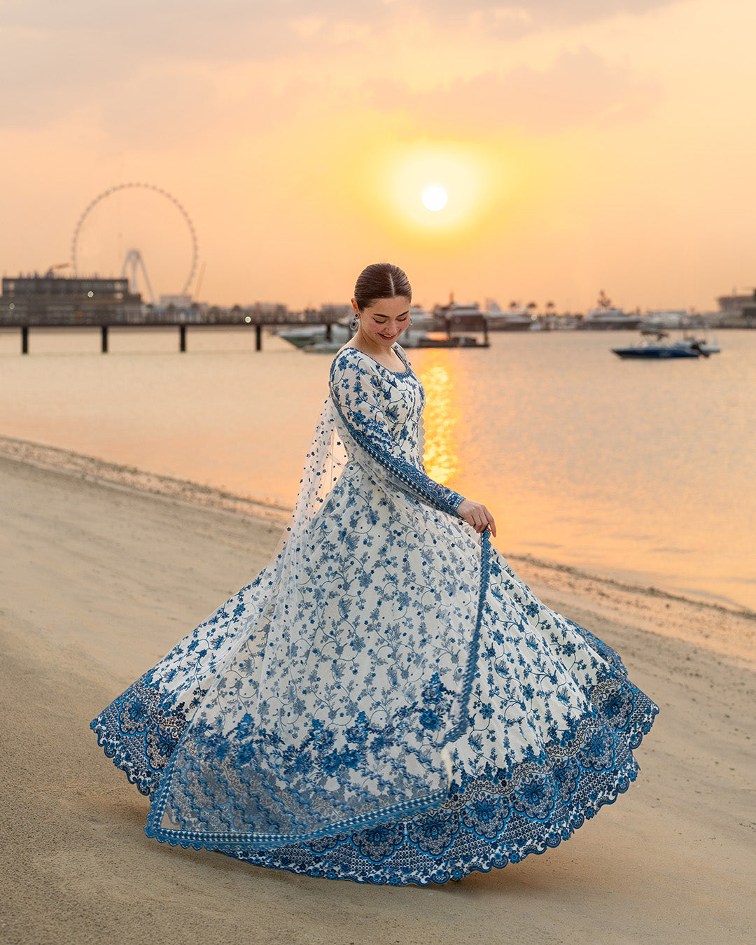 Faiza Saqlain Jehona Style — Mairaz Blue & White Lawn Suit