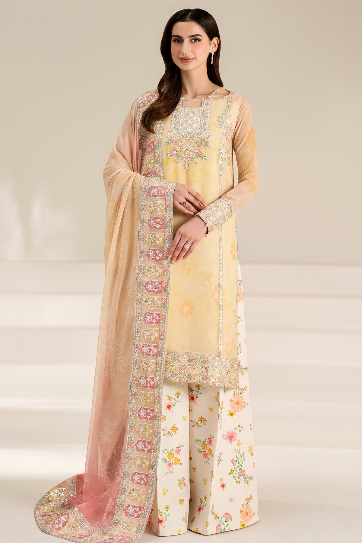 Farasha Floral Ray Style — Mairaz Three-Piece Suit