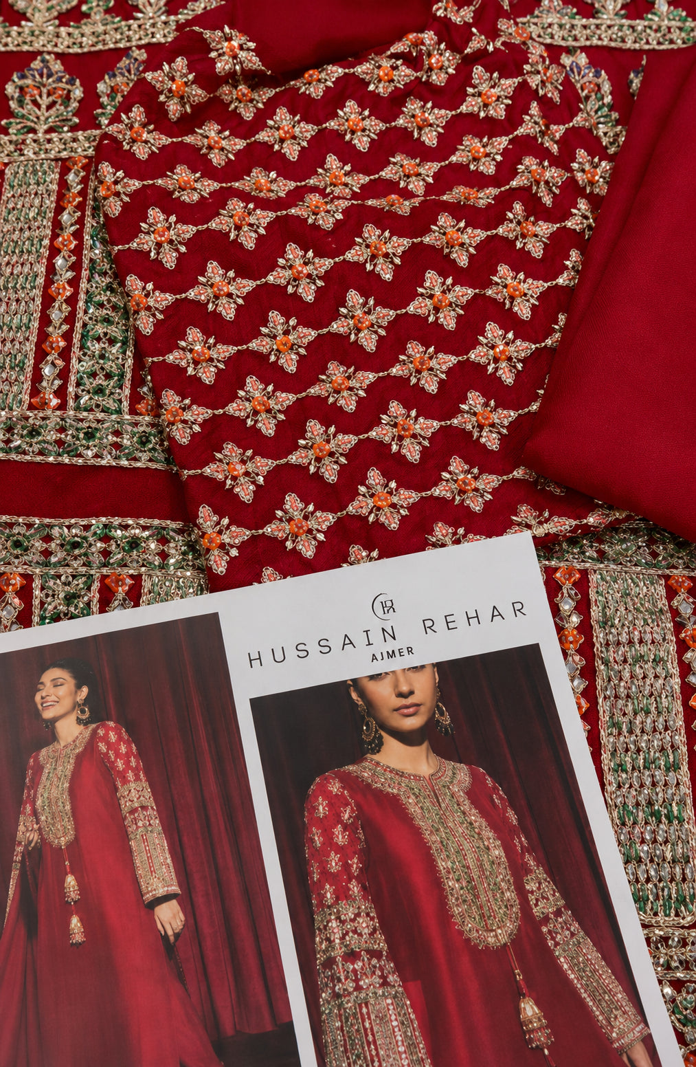 Hussain Rehar – Aimer Style, embroidered sleeve and border detail with design reference